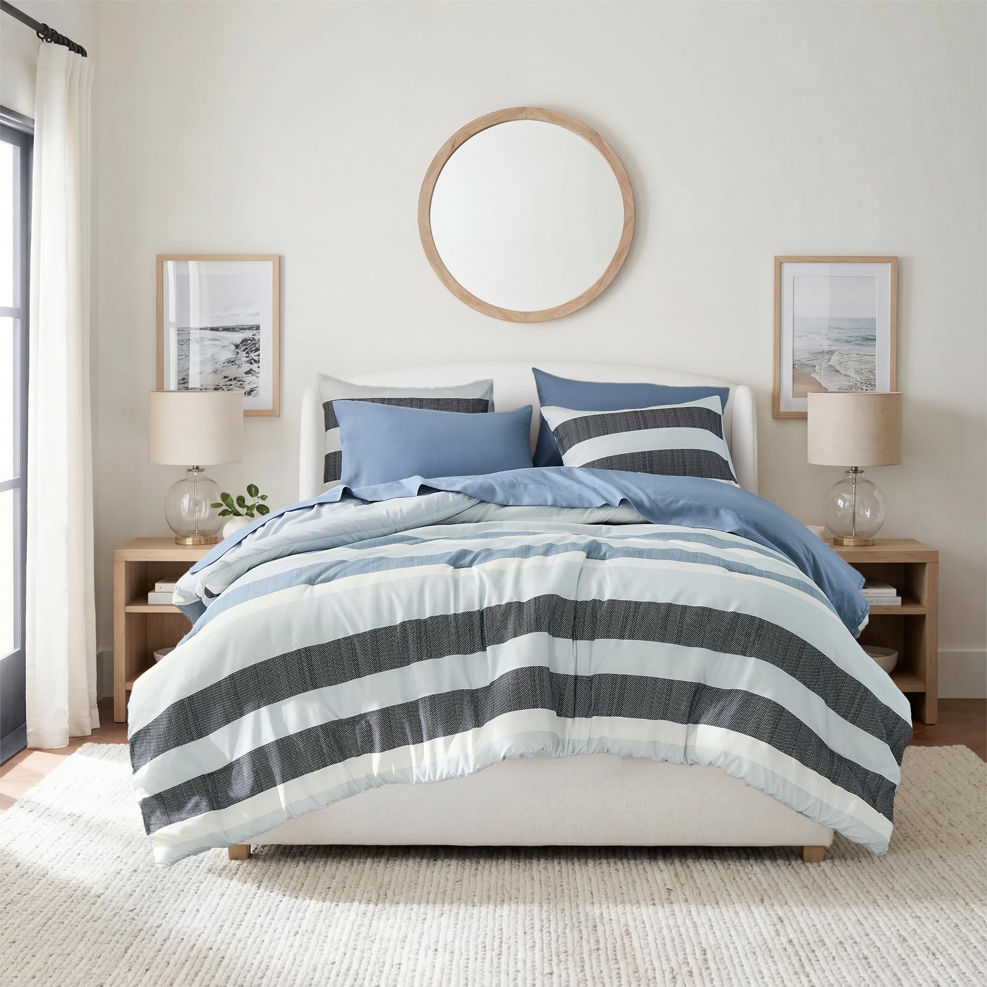 King Size Striped Comforter Set 7-Piece