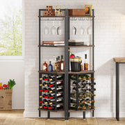 Corner Wine Rack with Glass Holder and Storage Shelves