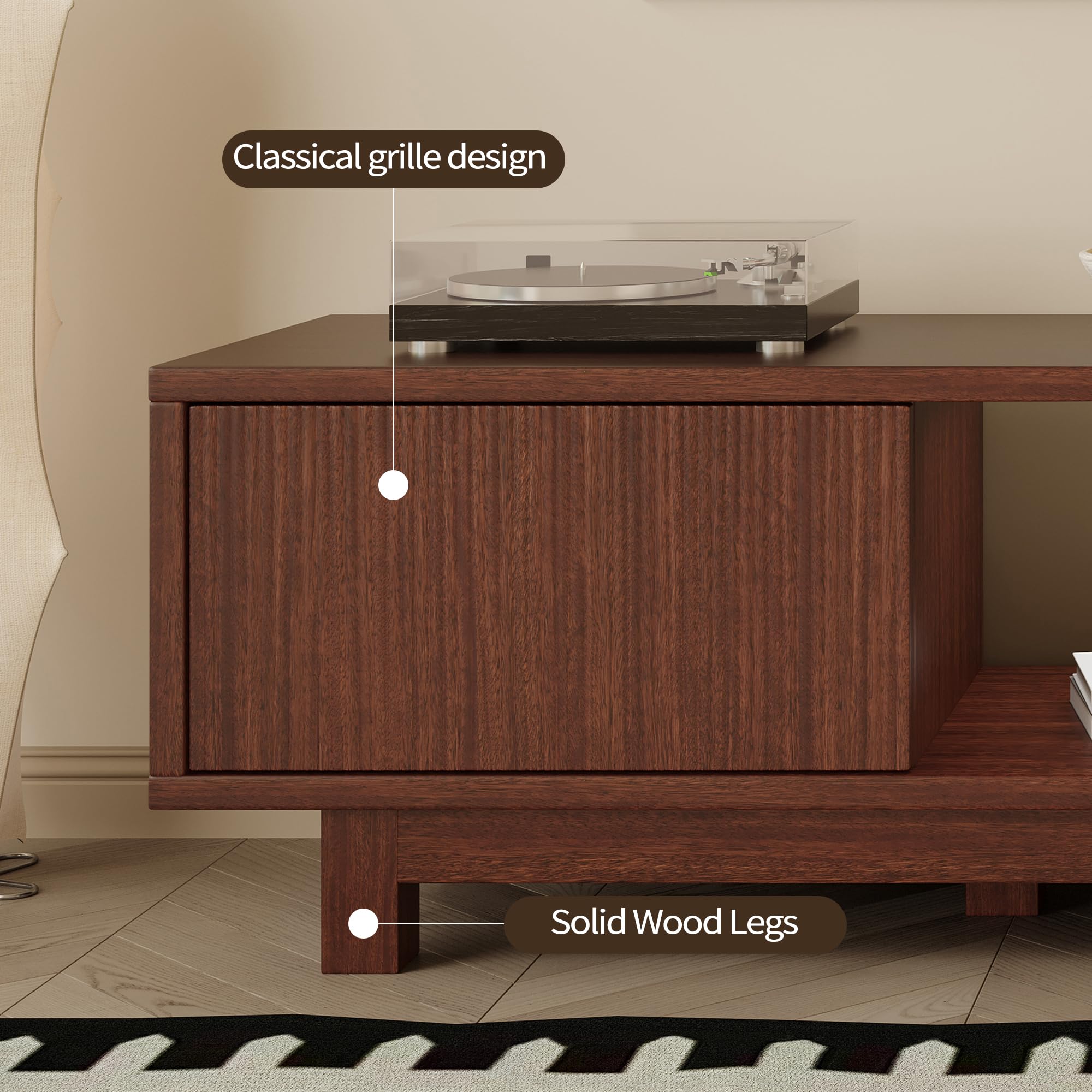 70" TV Stand with Storage and Open Shelves
