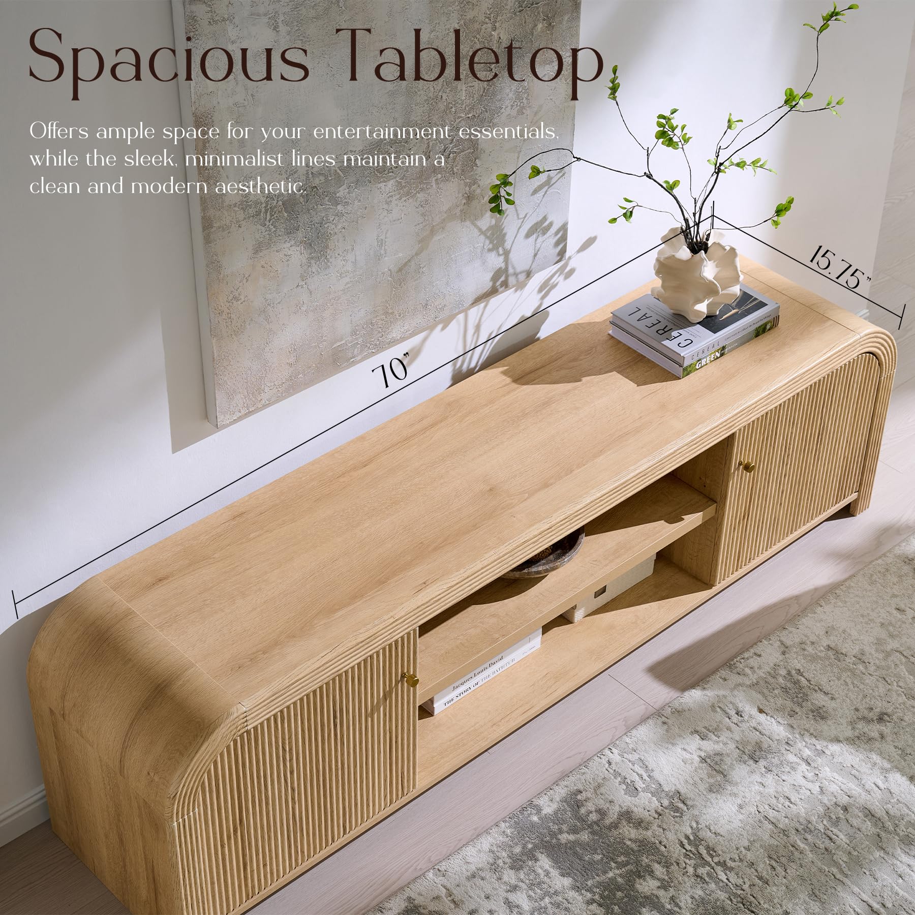 70" Modern Fluted TV Stand with Storage