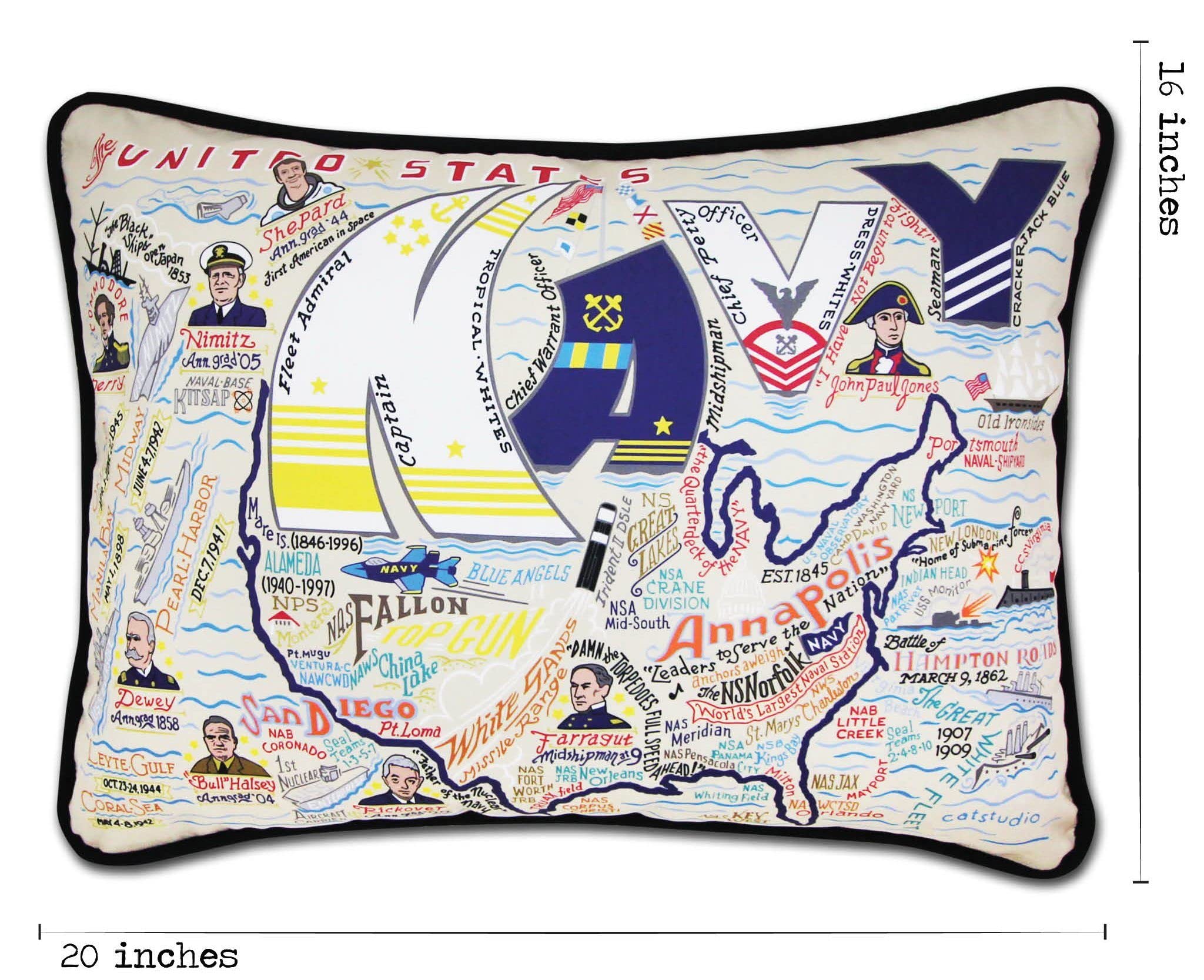 Navy Printed Decorative Throw Pillow