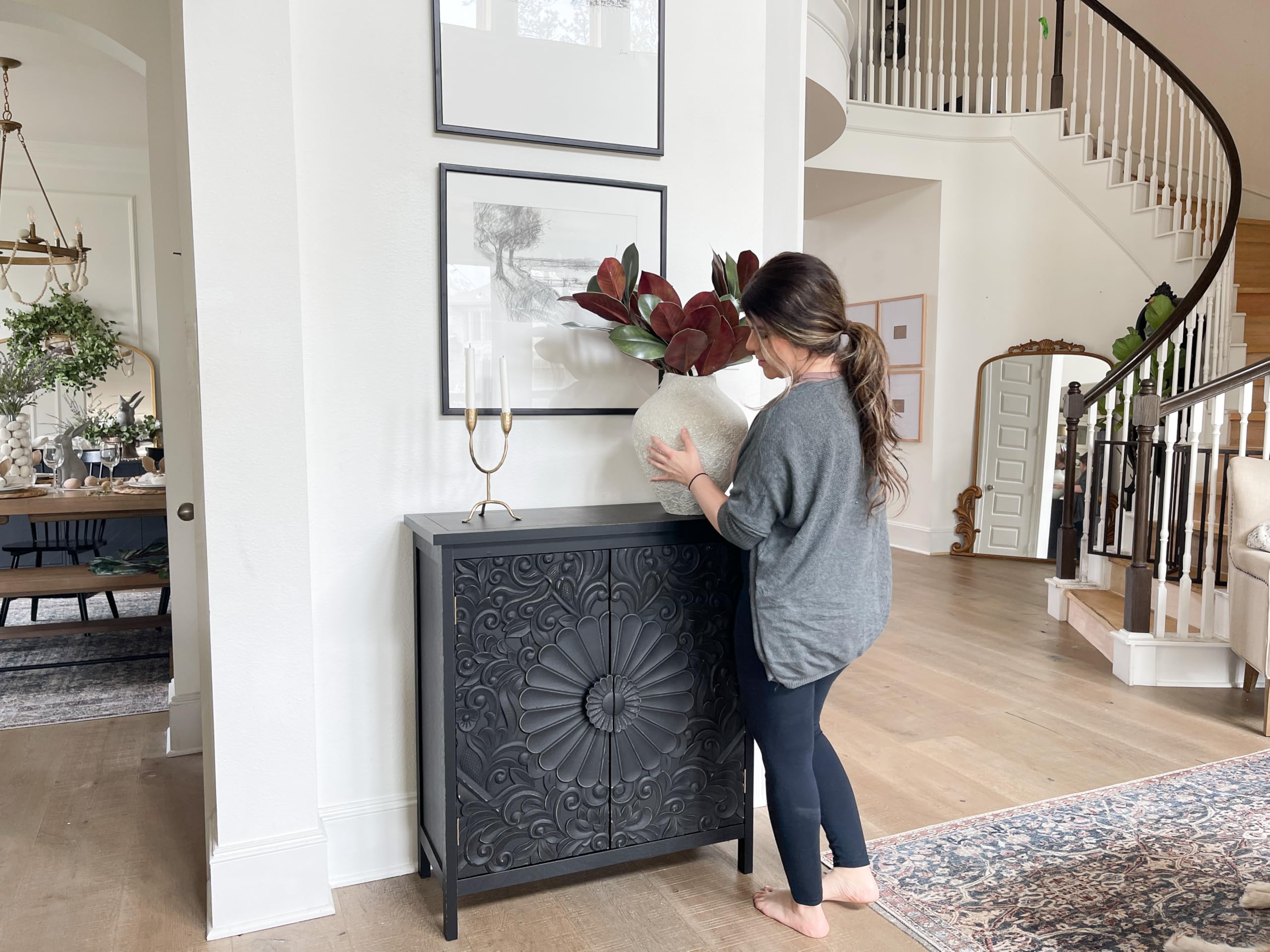 Black Accent Cabinet with Doors