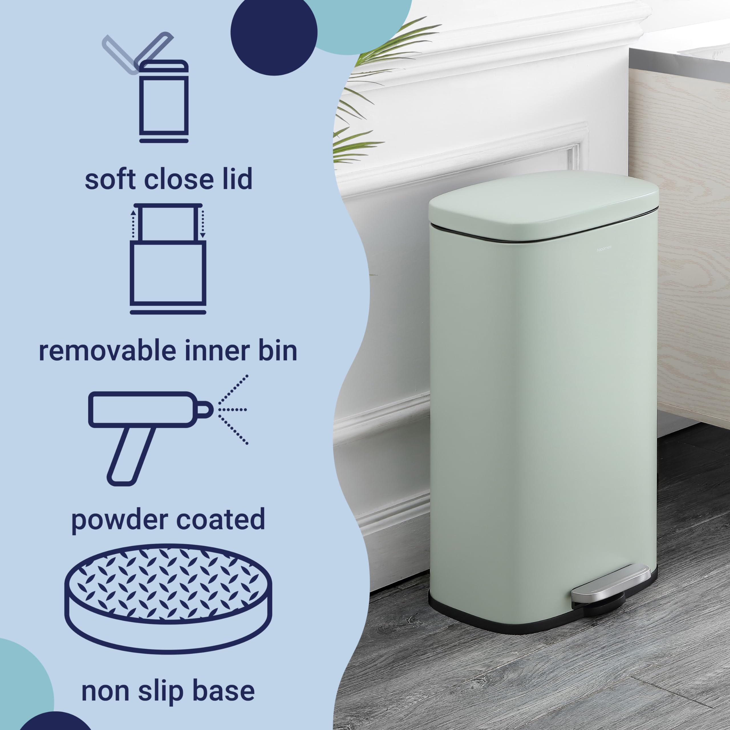 8-Gallon Step-Open Trash Can with Soft Close