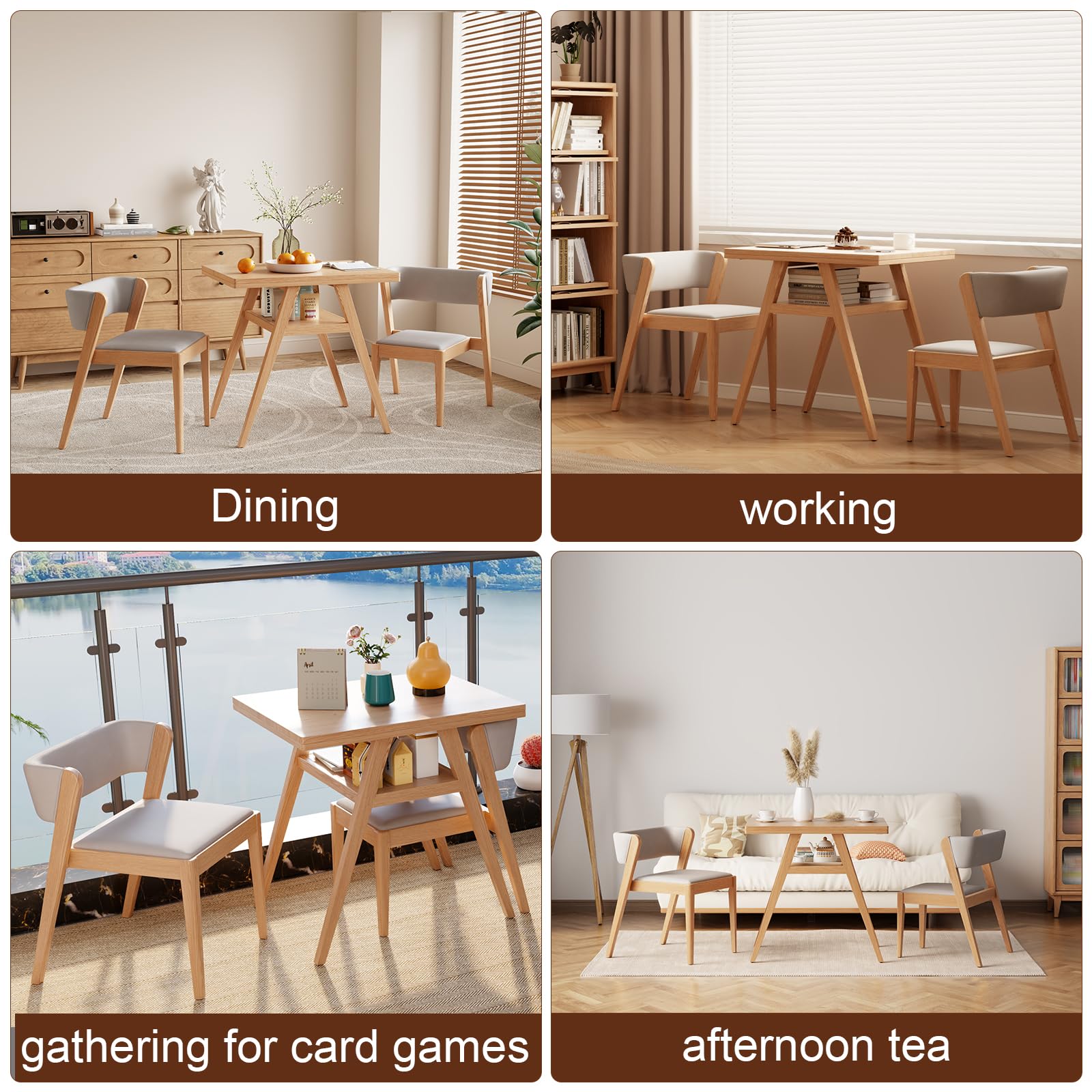 Solid Wood Bistro Table and Chairs Set of 2