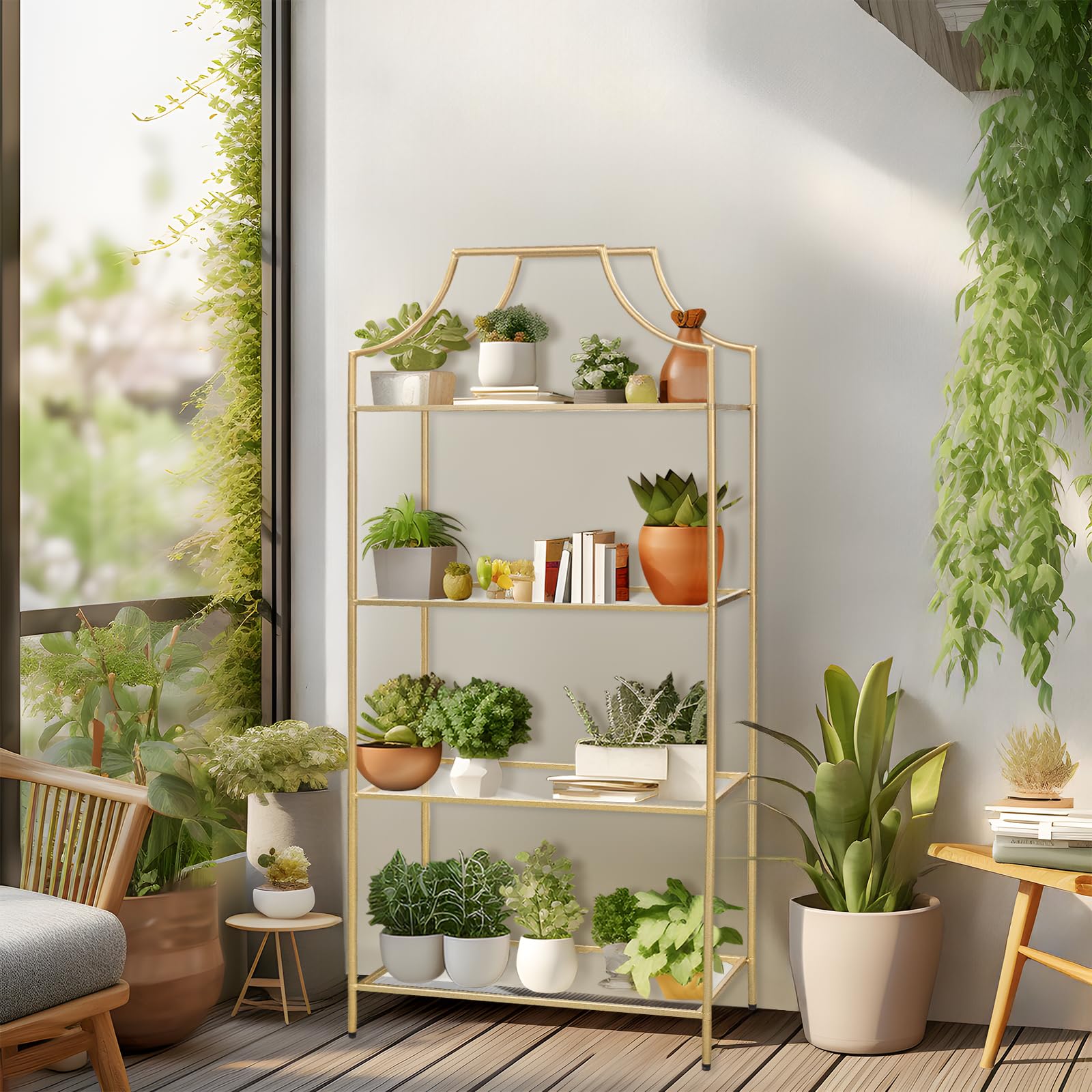 4 Tier Metal Bookshelf Tall Storage Display