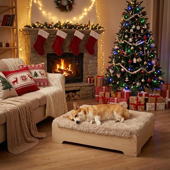 Elevated Dog Bed with Washable Cover - Small