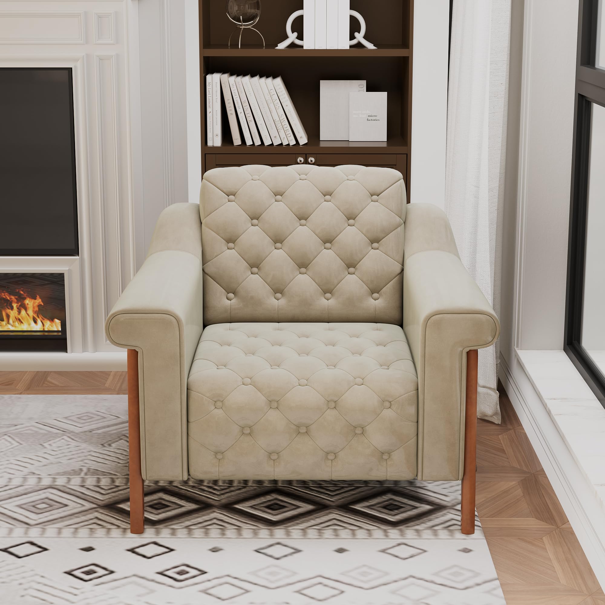 Ivory Accent Chair with PU Leather