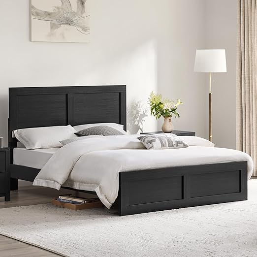 Queen Platform Bed Frame with 2 Nightstands Set