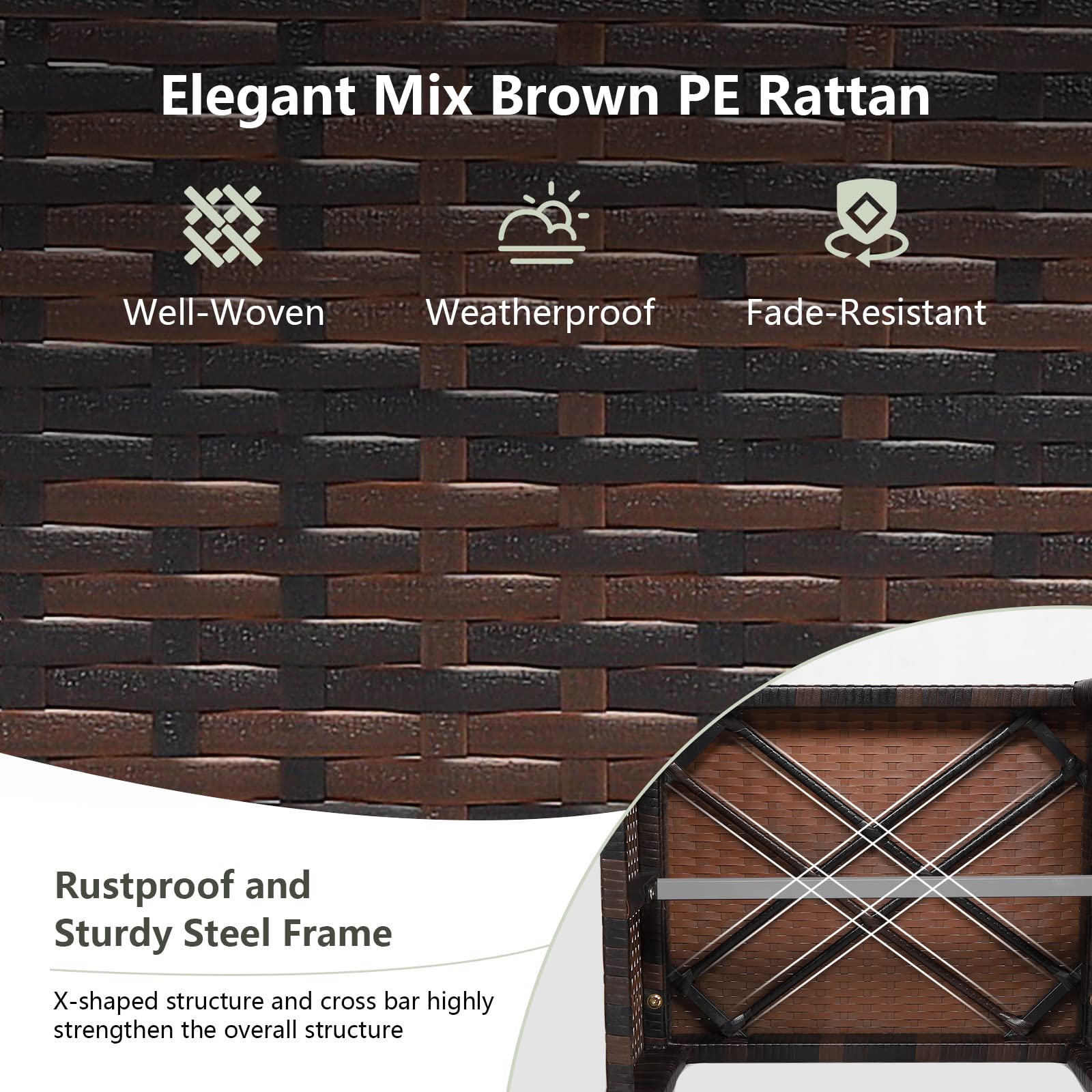 2 Piece Outdoor Wicker Ottomans with Cushions