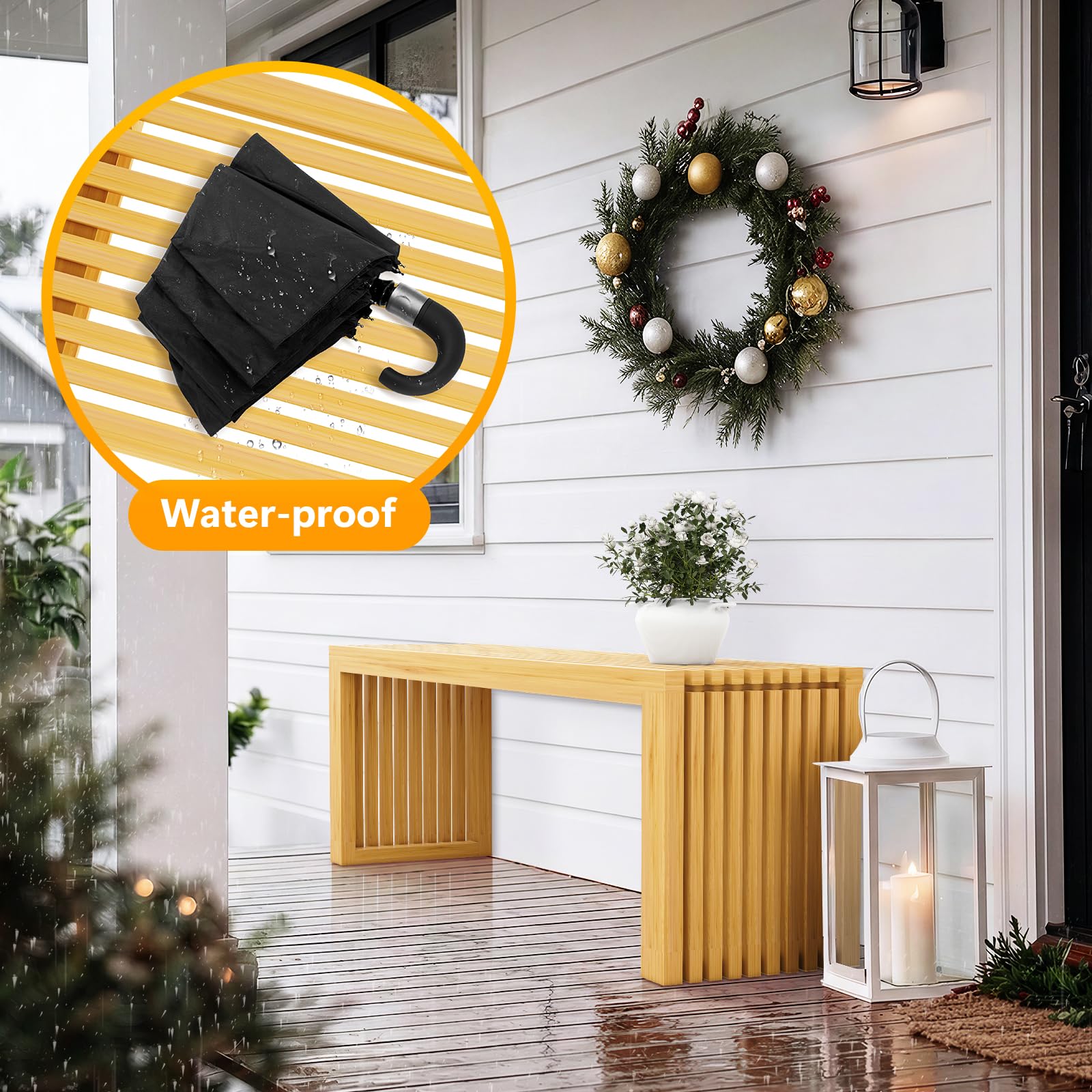 Bamboo Dining Bench 35 Inch Natural