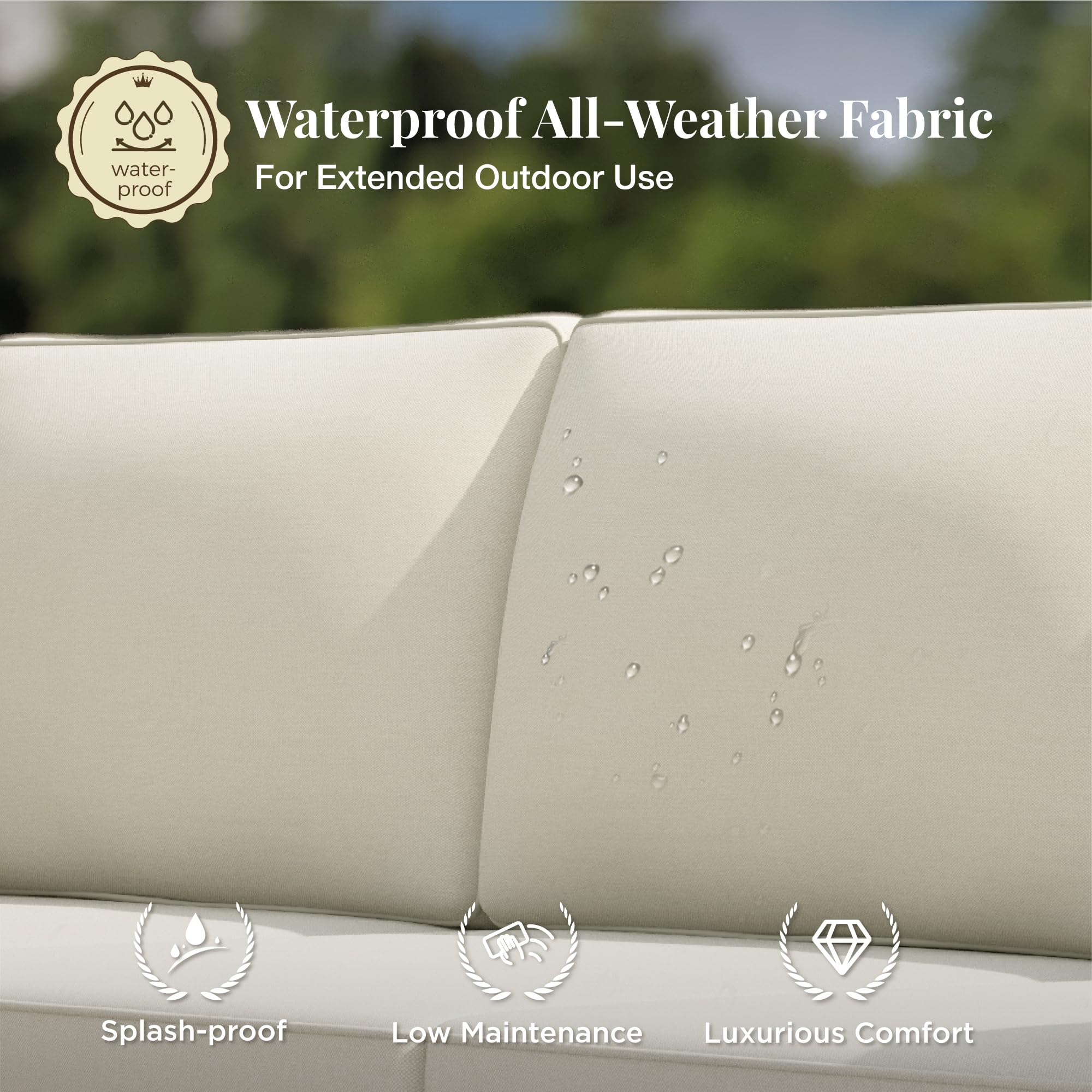 3 Piece Wicker Patio Furniture Set with L-Shaped Sofa