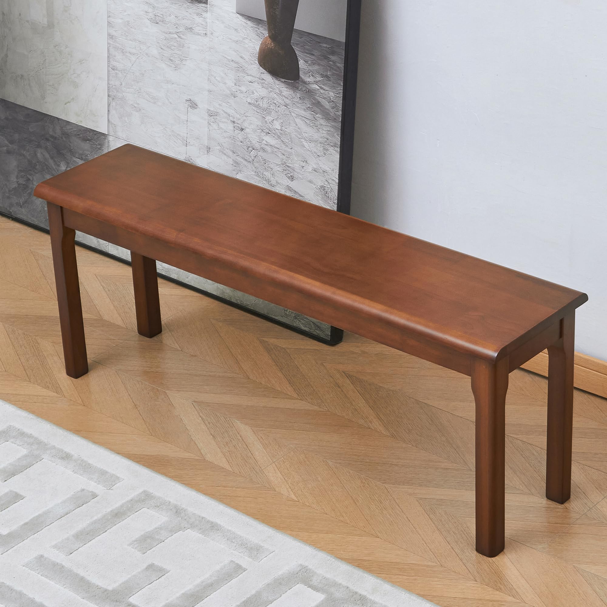 47 Inch Wooden Bench for Dining and Outdoor Use