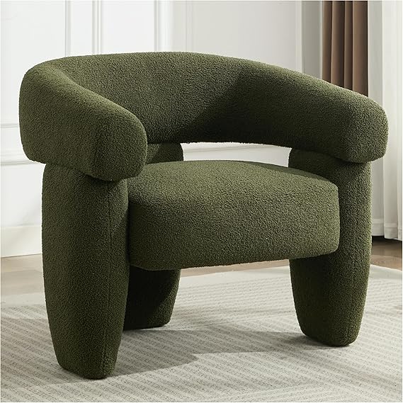 Mid-Century Modern Velvet Boucle Accent Chair
