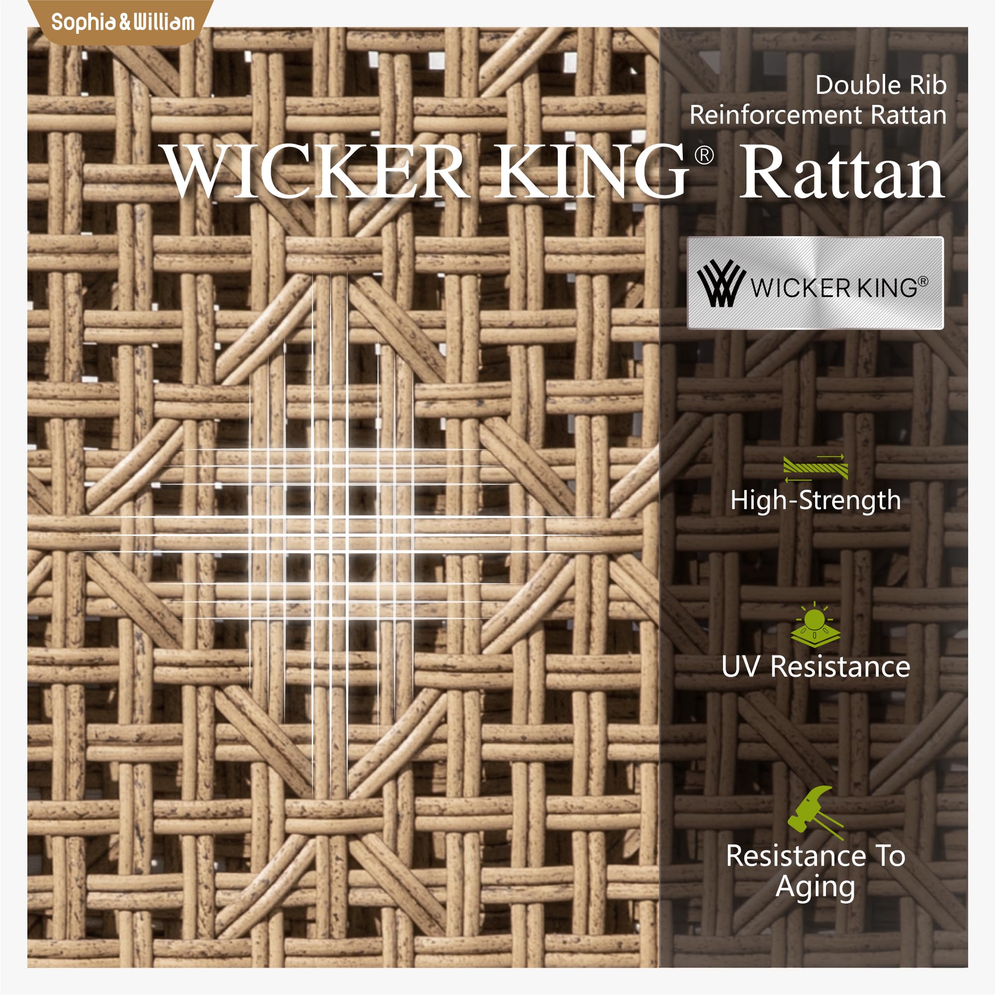 5-Piece Wicker Patio Furniture Set with Ottoman