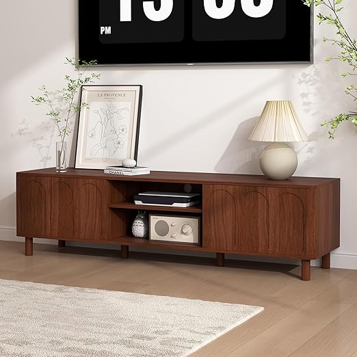70 Inch TV Stand Entertainment Center with Sliding Doors