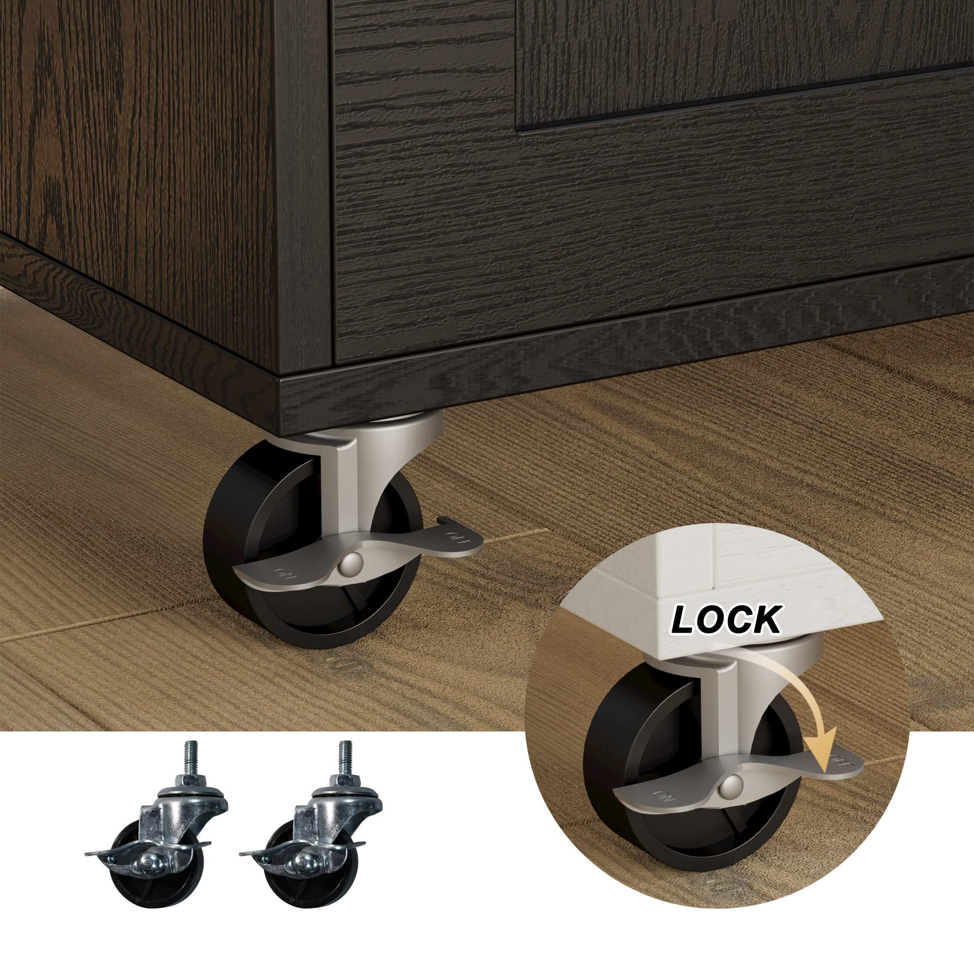Rolling Kitchen Island with Storage and Charging Station