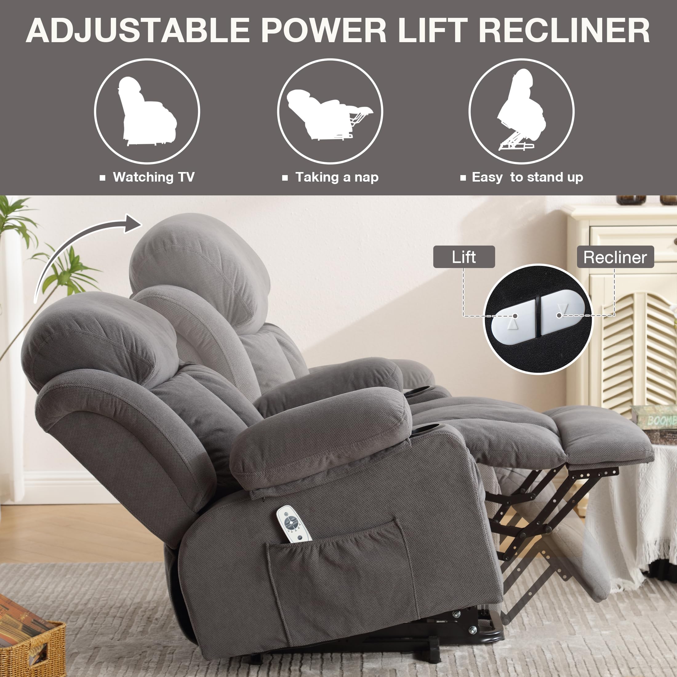Power Lift Recliner Chair with Massage and Heating
