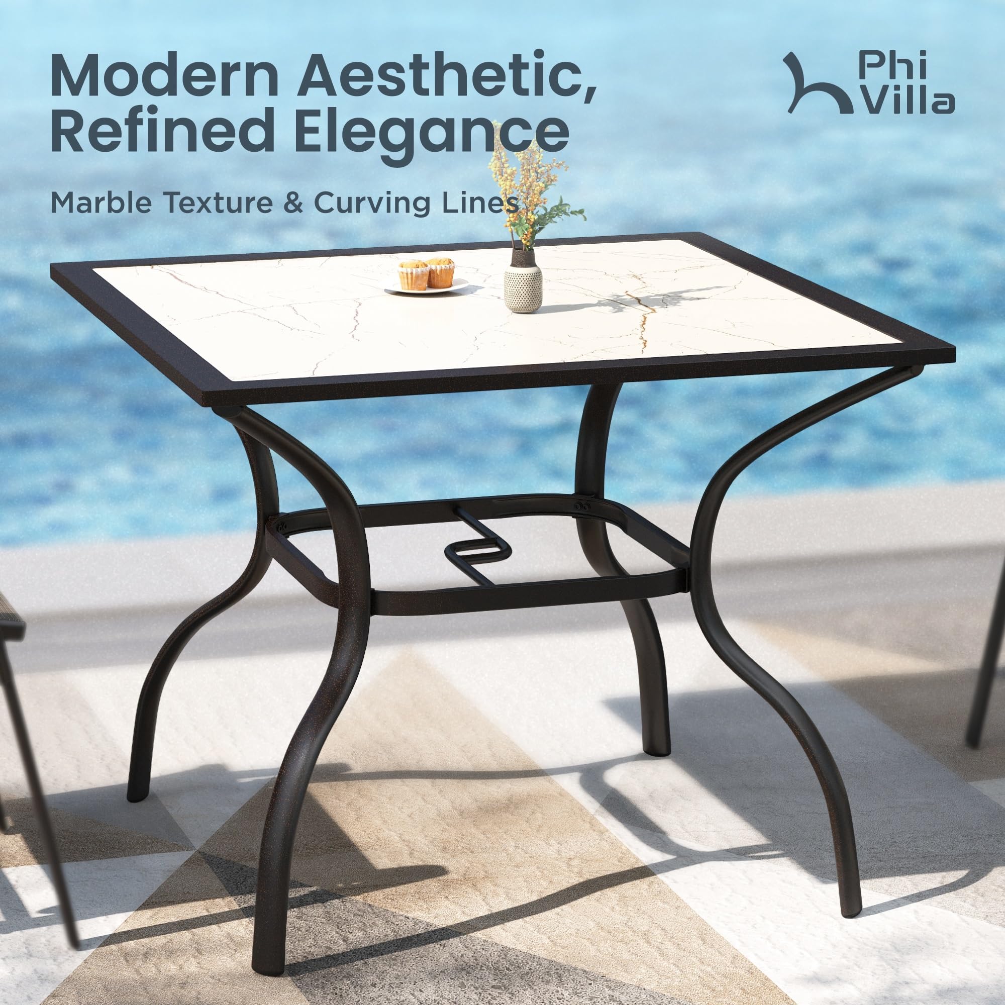 5 Piece Outdoor Dining Set with Stackable Chairs