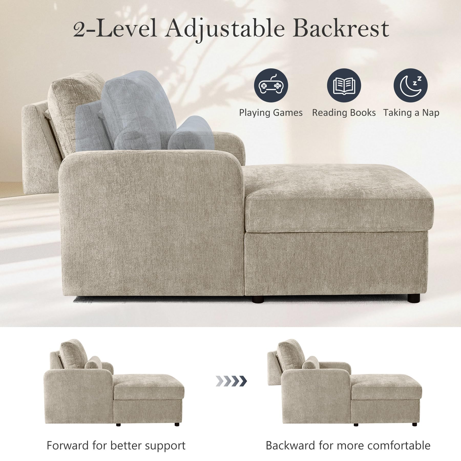 Adjustable Chaise Lounge Chair with Storage