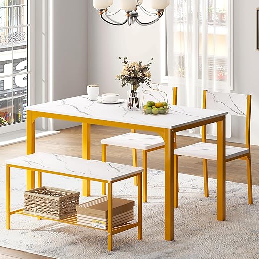 4-Piece Dining Table Set with Storage Bench
