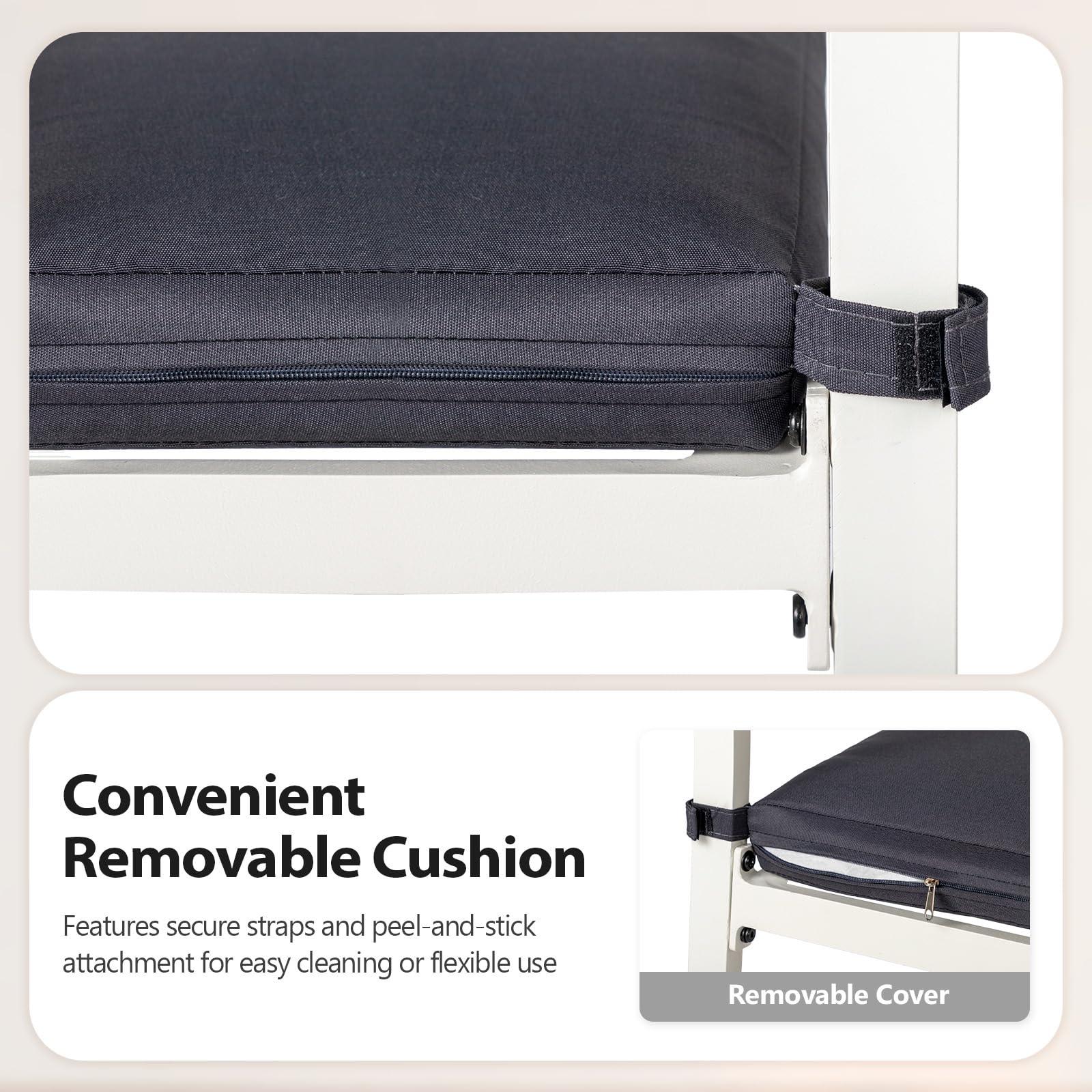 VINGLI Outdoor Bar Stools Set of 2, All-Weather Bar Height Aluminum Stools with 1.6" Thick Cushion, Rust-Proof Patio Chairs for Backyard, Poolside, Balcony & Kitchen Island (White)