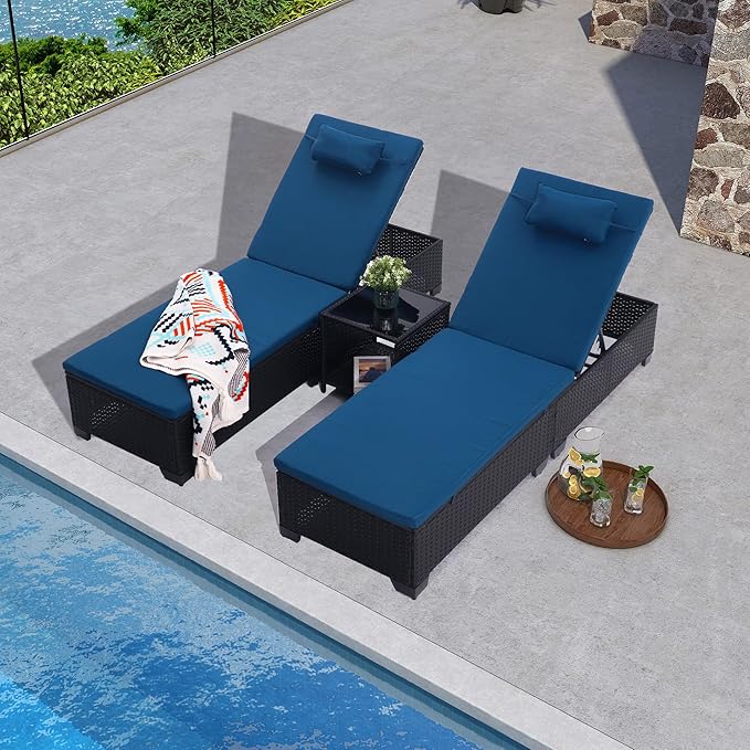 Patio Chaise Lounge Set with Coffee Table