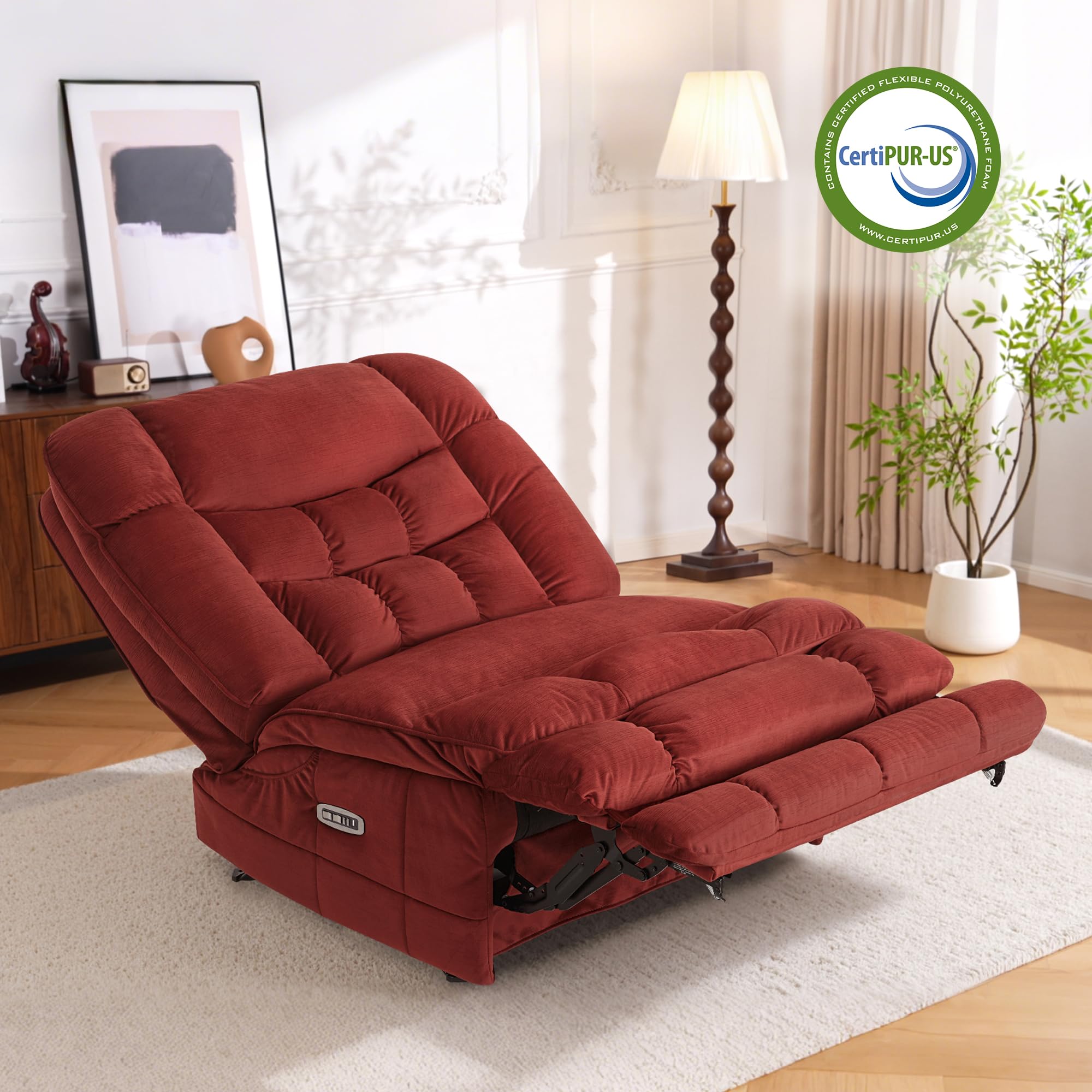 Oversized Dual Motor Power Recliner Chair with LED Lighting