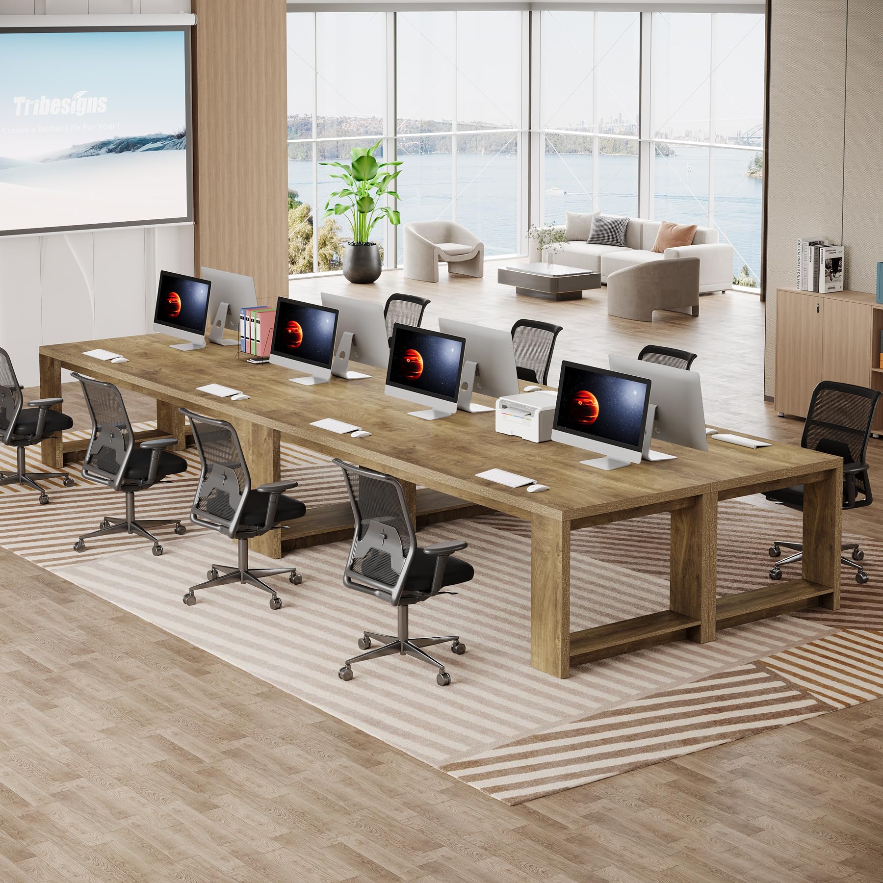 7 ft Conference Table for 6-8 People - Modern Rectangle Meeting Desk