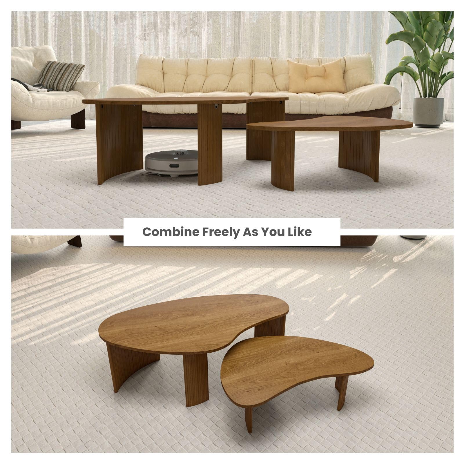 Mid Century Modern Nesting Coffee Table Set of 2