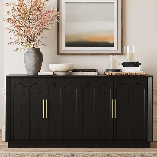Mid-Century Modern Sideboard Cabinet with Arched Doors