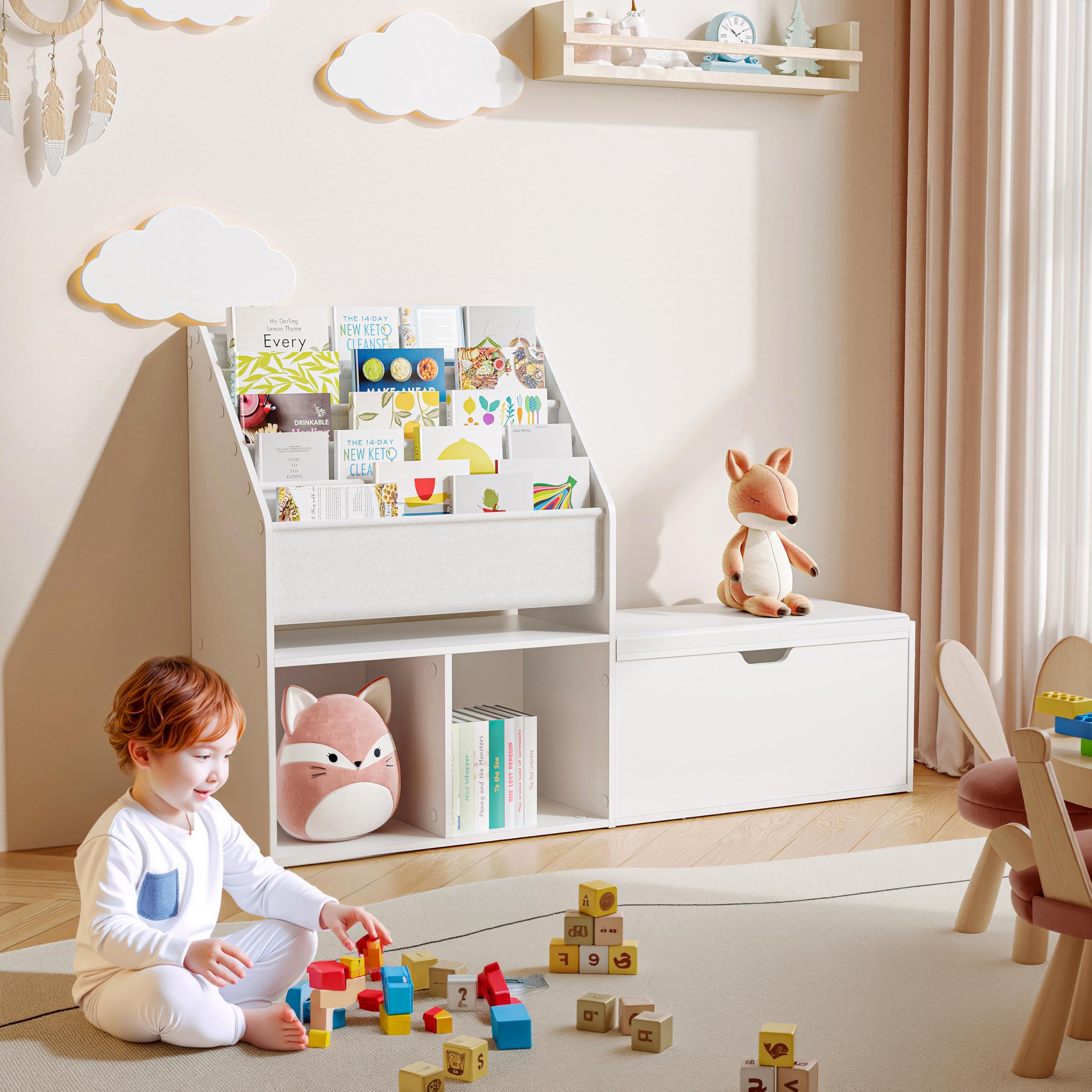 Kids Bookshelf with Reading Nook and Storage