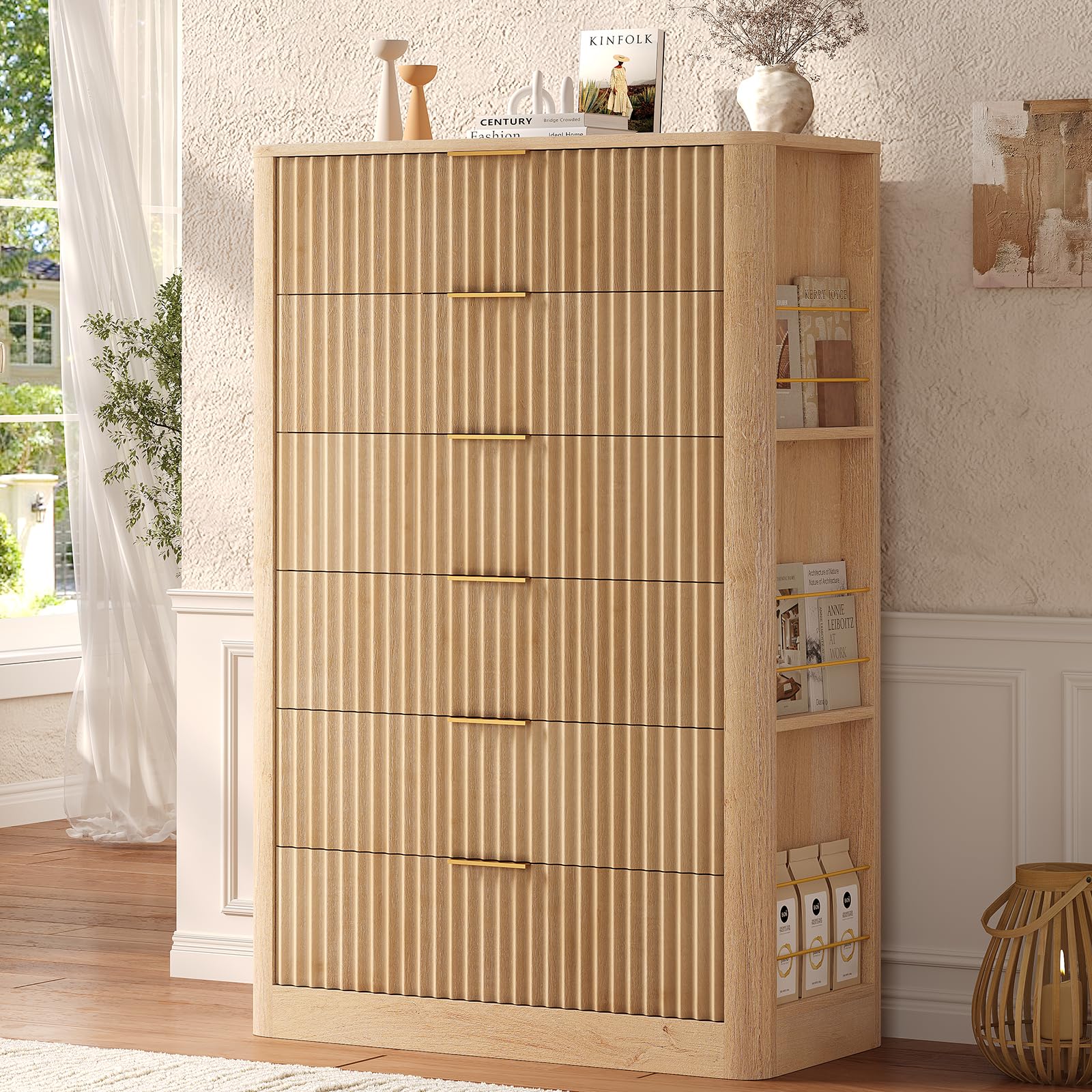 Fluted Dresser with 6 Drawers