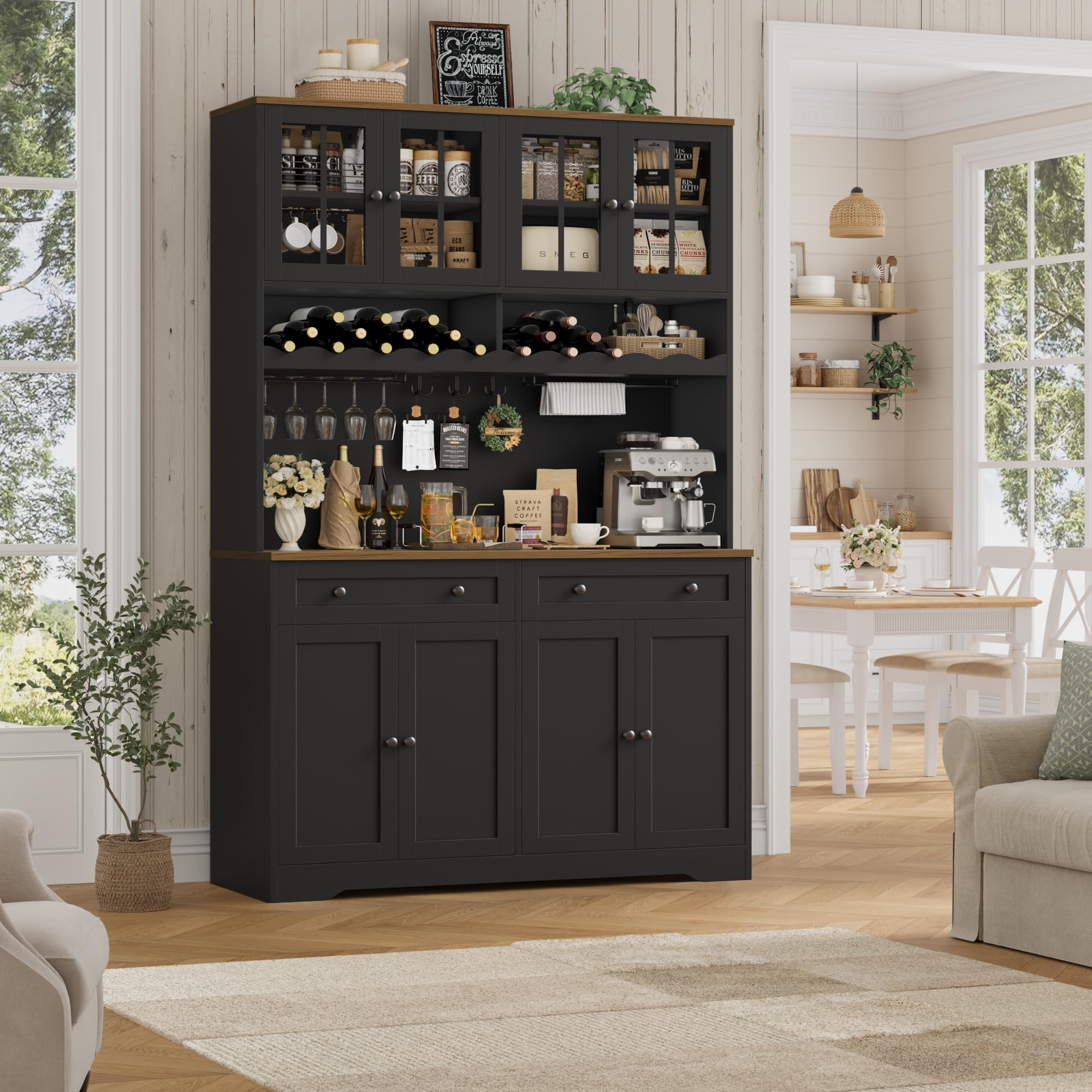 Kitchen Pantry Cabinet with Charging Station