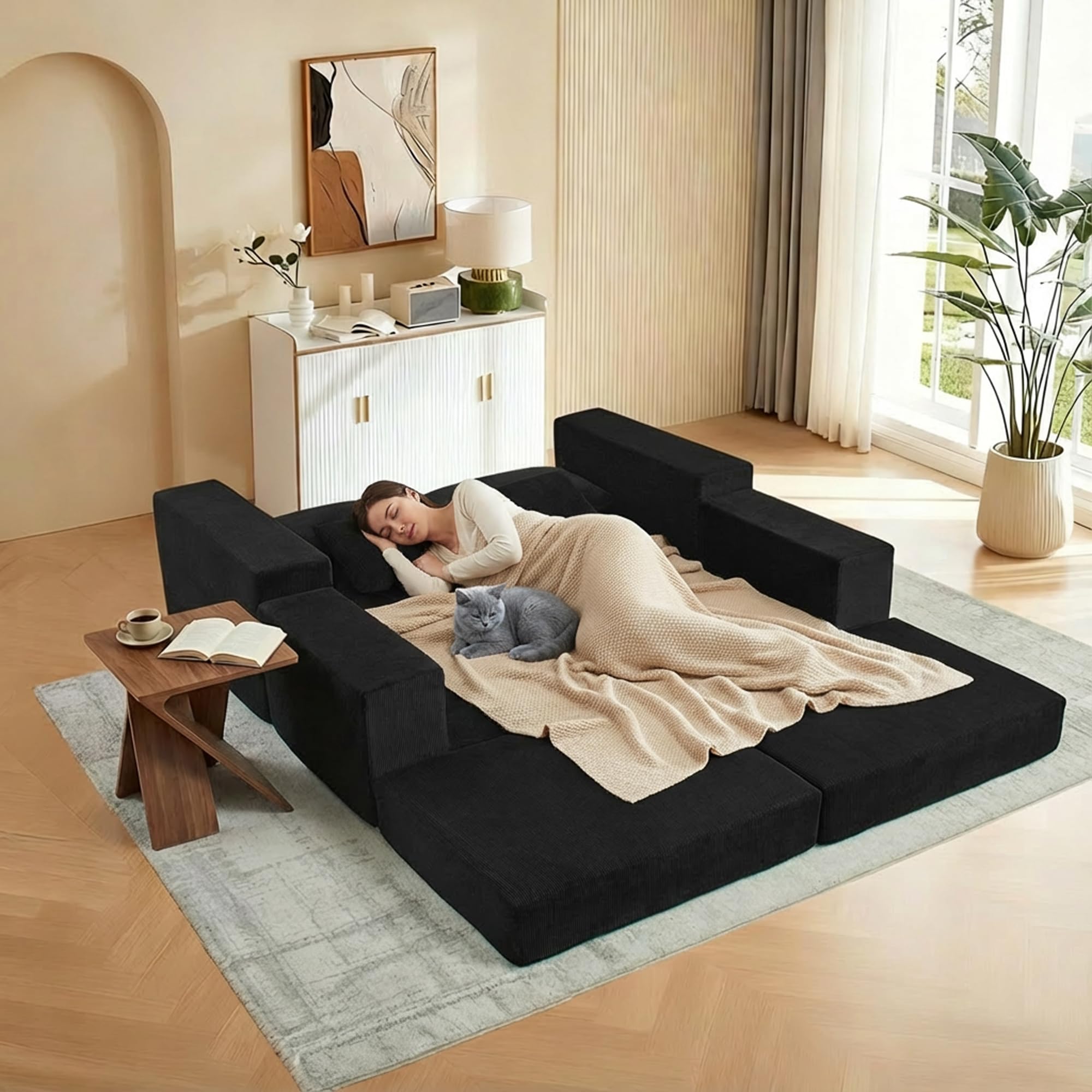 Modular Sectional Cloud Sofa 3-Seater L-Shaped Convertible