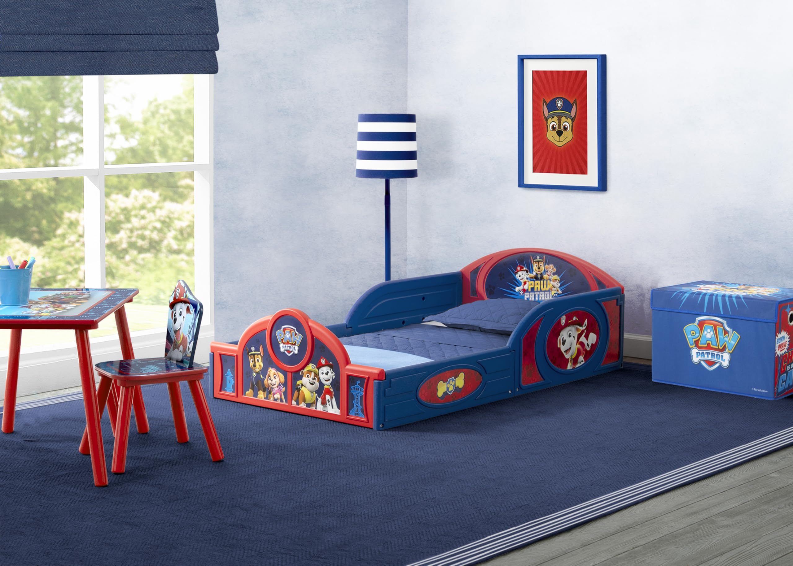 4-Piece Toddler Bedroom Set with Bed, Table, Chair and Toy Box