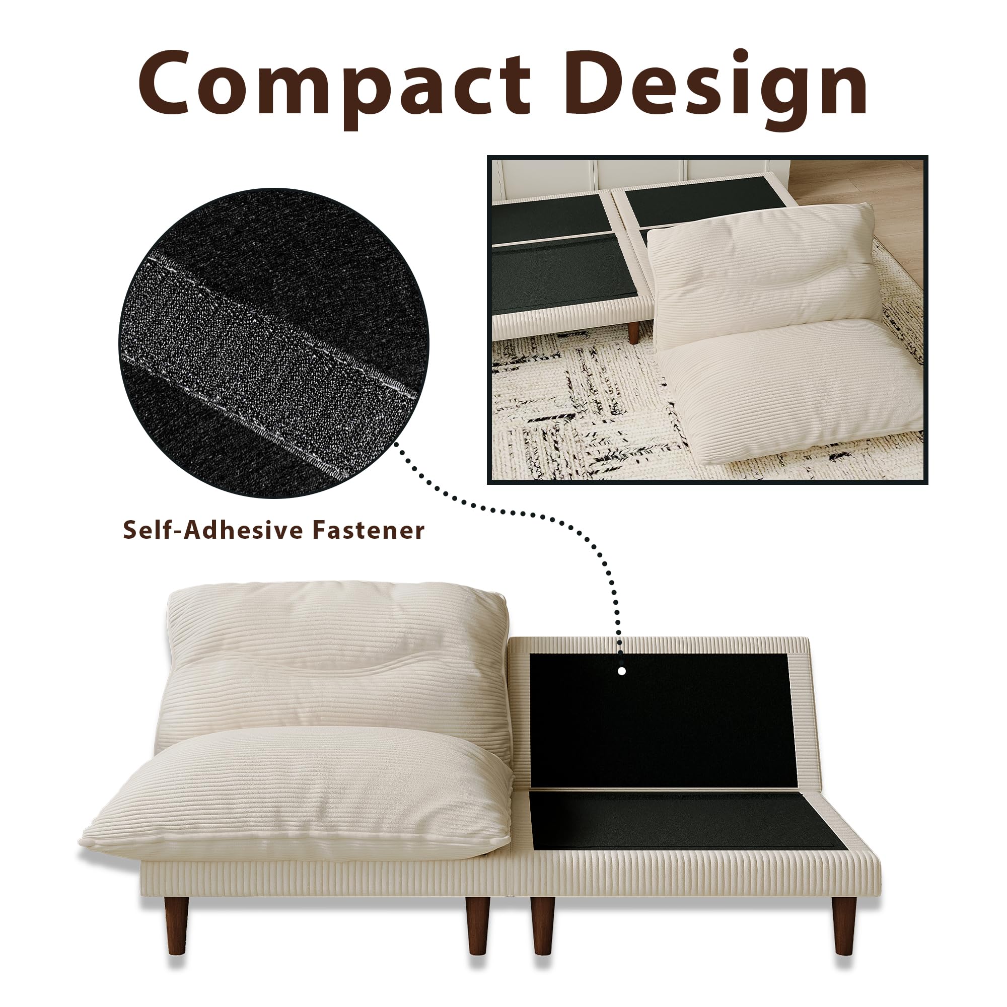 4-in-1 Convertible Futon Sofa Bed with Adjustable Backrest