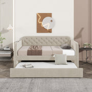 Twin Size Upholstered Daybed with Trundle and USB Ports