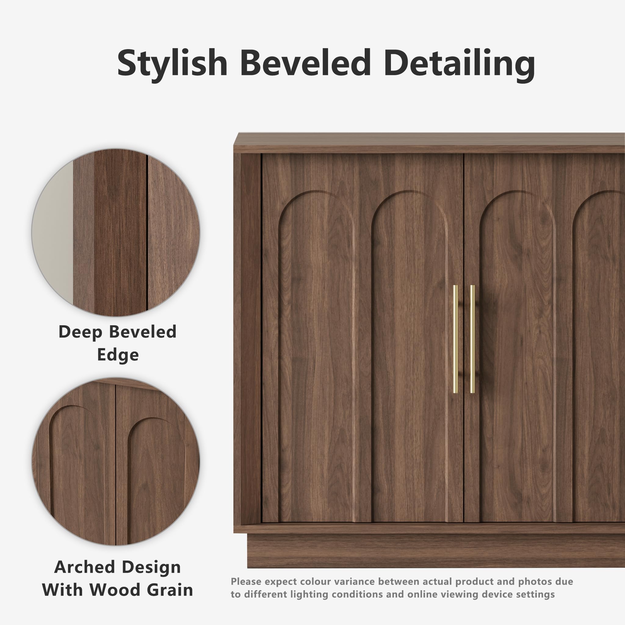 Mid-Century Modern Sideboard Cabinet with Arched Doors
