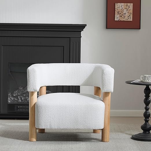 Boucle Accent Chair with Round Backrest