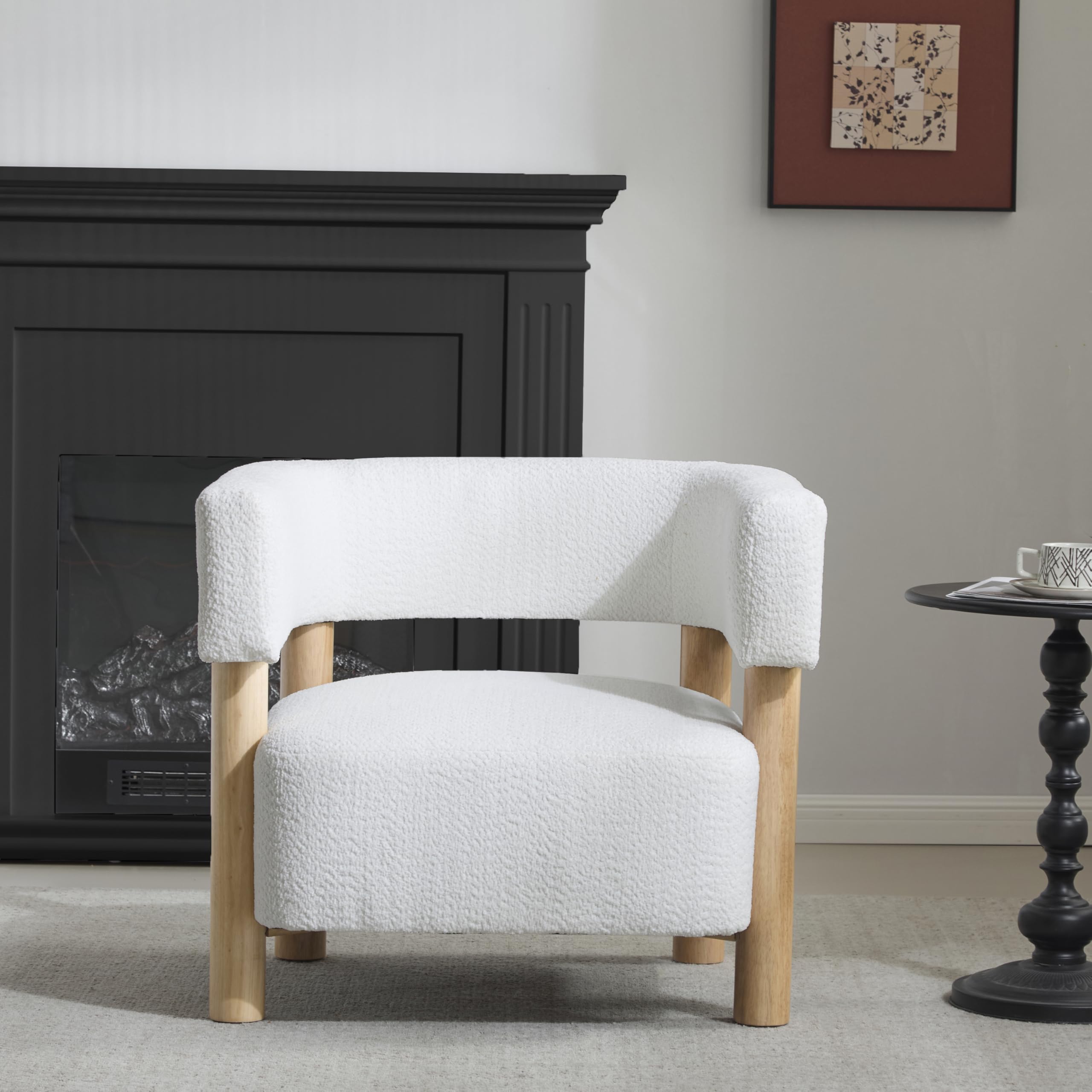 Boucle Accent Chair with Round Backrest