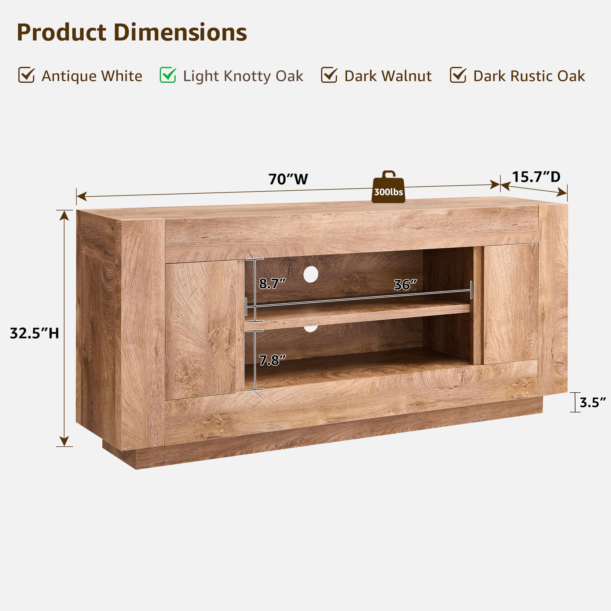 70" TV Stand Entertainment Center Media Console