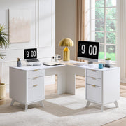 60" L-Shaped Executive Desk with Charging Station