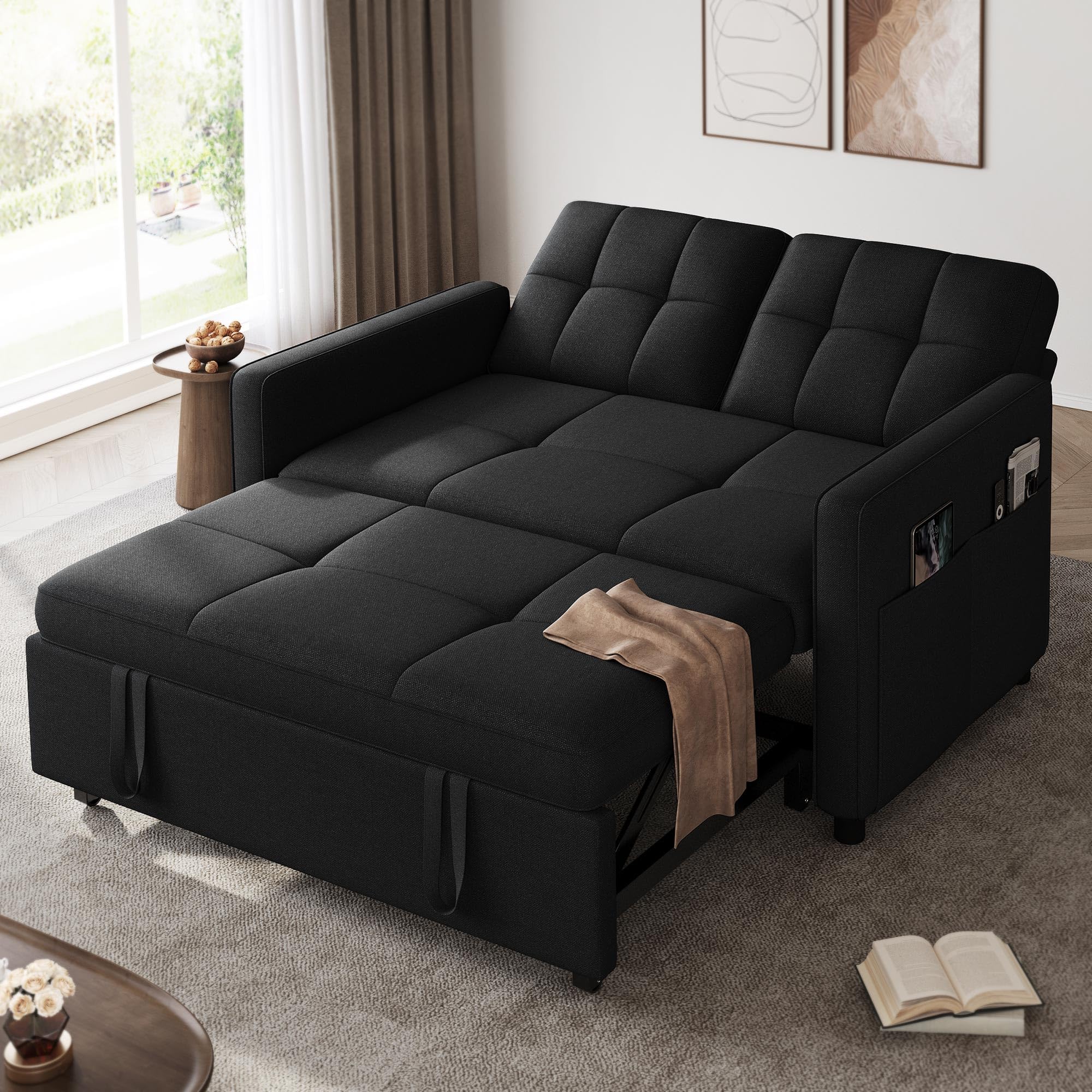 55" Convertible Sofa Bed with Pull-Out Bed