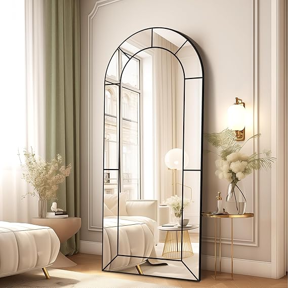 Rectangular Wall Mirror 55x28 Black Aluminum Frame