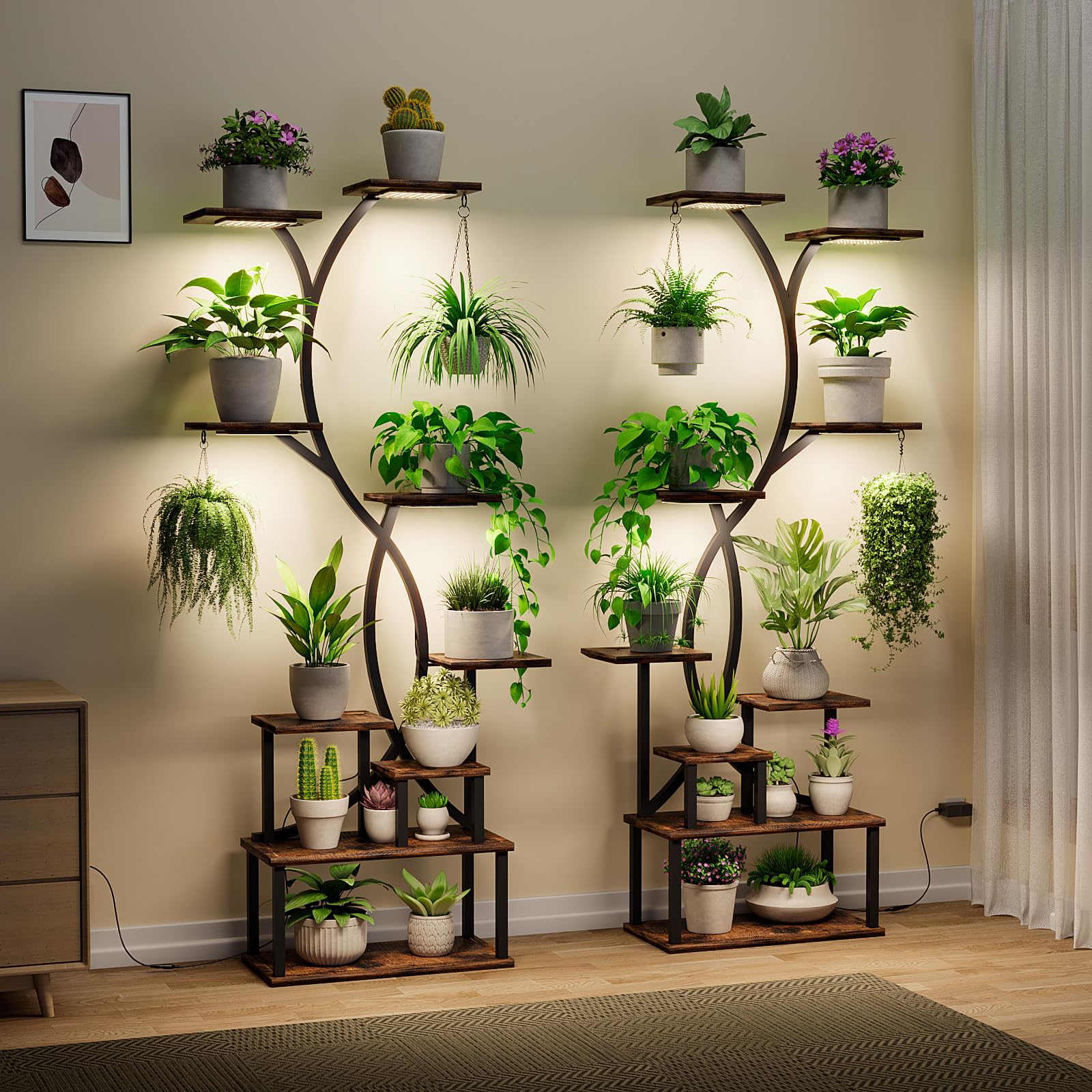 9-Tier Plant Stand with Grow Lights 62 Inch