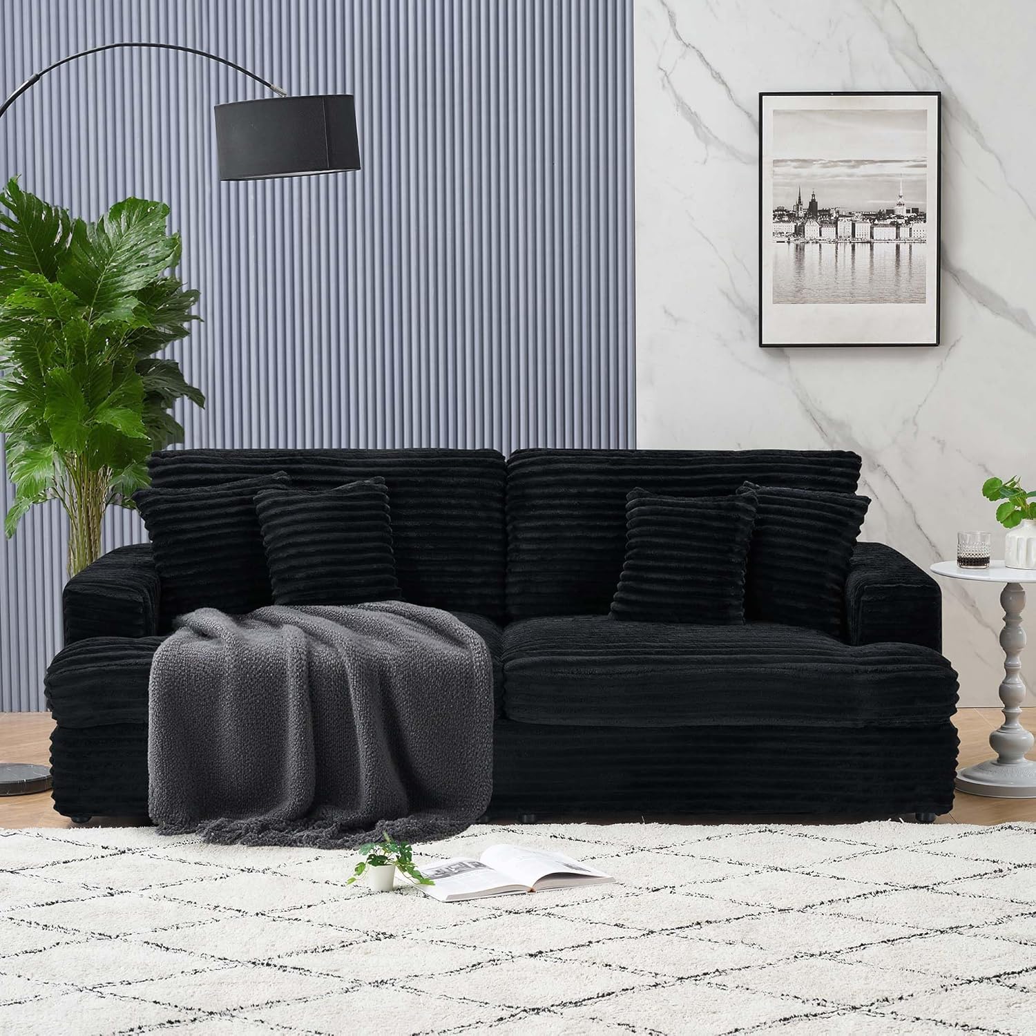 Pink Corduroy Sleeper Sofa 3-Seater with Deep Seat