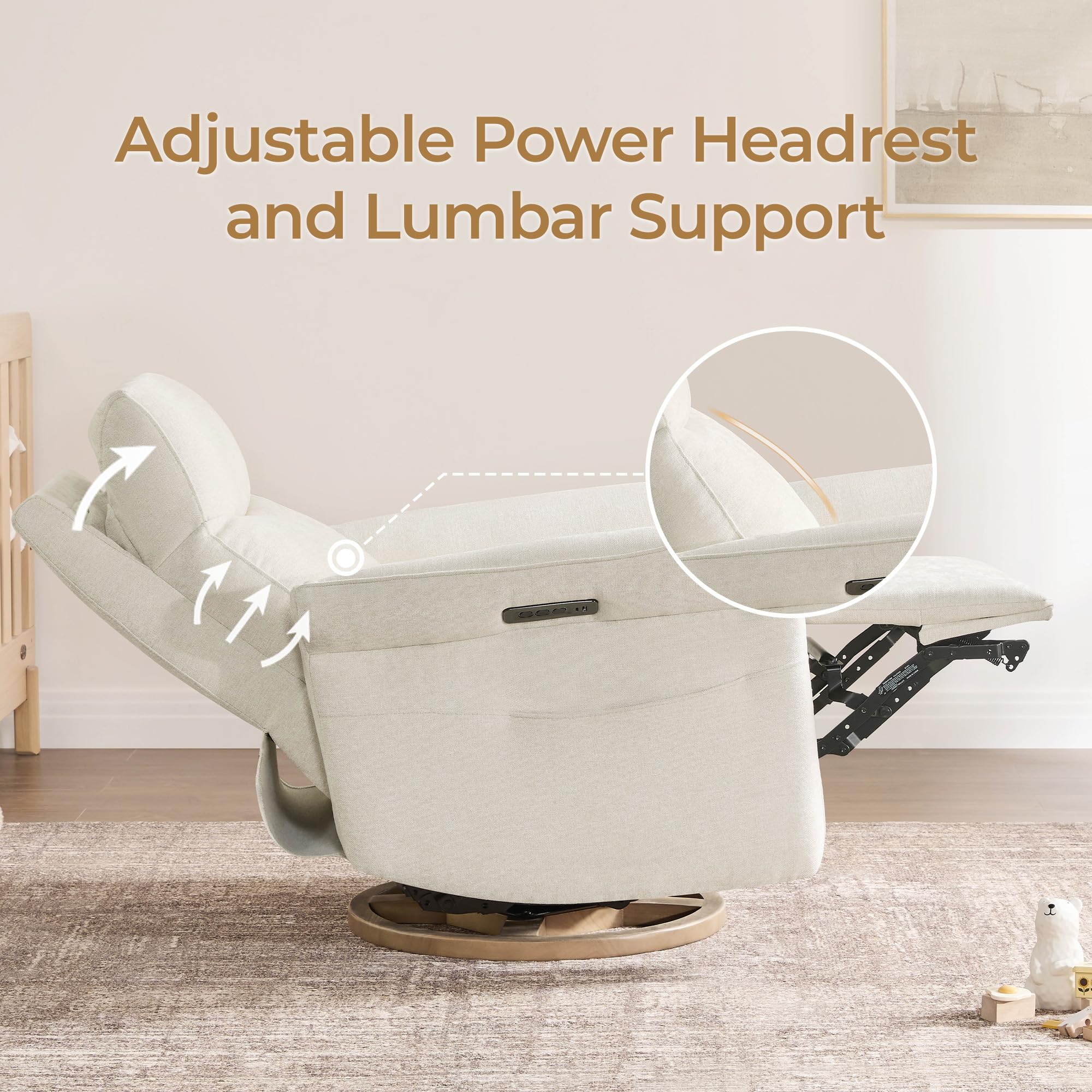 Power Recliner Chair with Triple Motor Swivel Glider