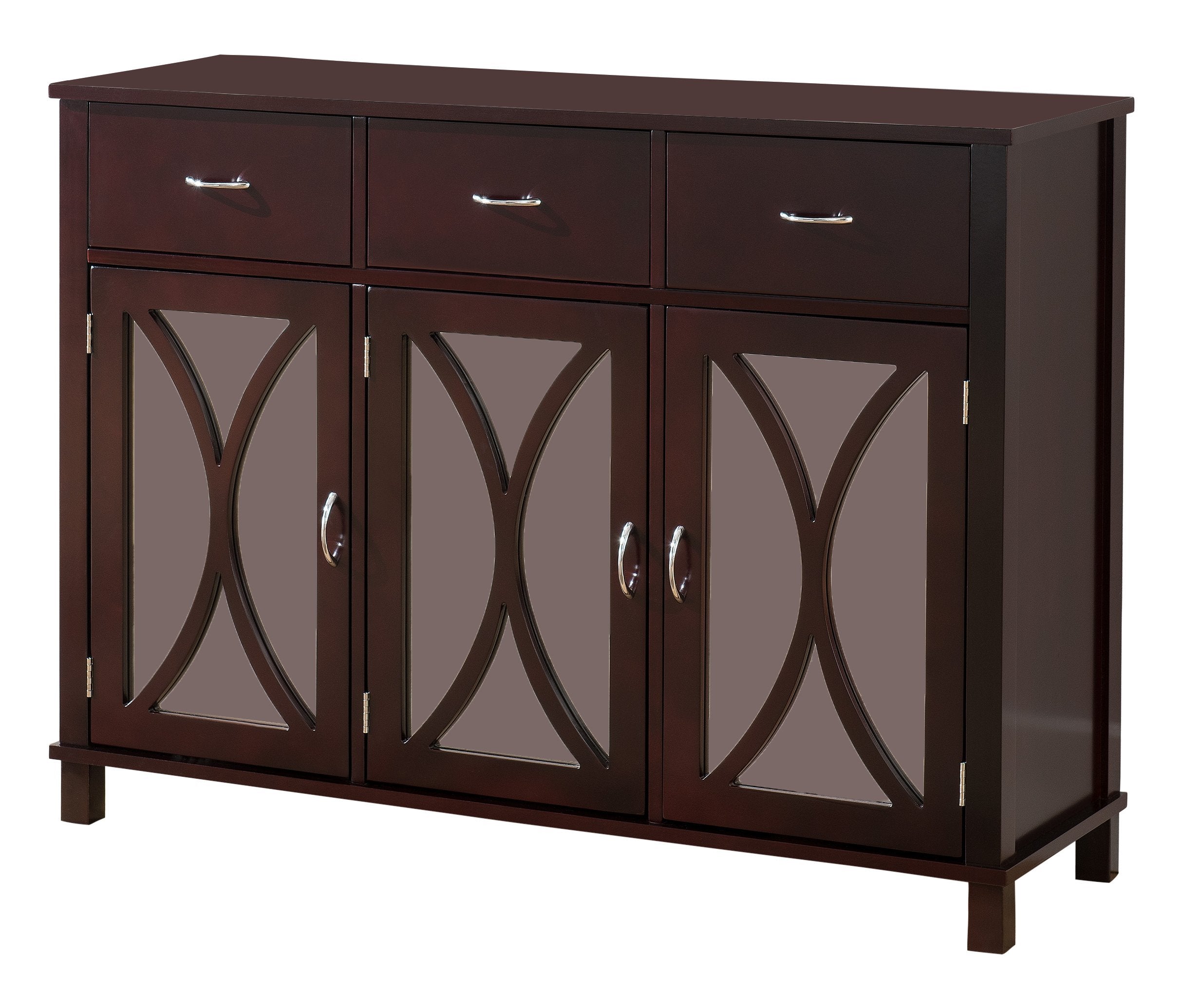 Espresso Mirrored Buffet Server Cabinet
