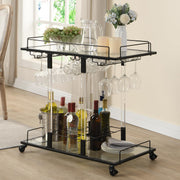 2-Tier Acrylic Rolling Bar Cart with Wine Rack