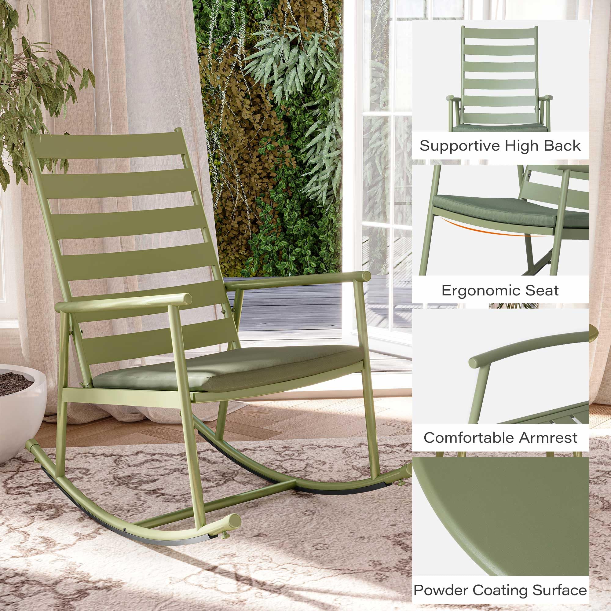 3 Piece Outdoor Rocking Bistro Set with Coffee Table